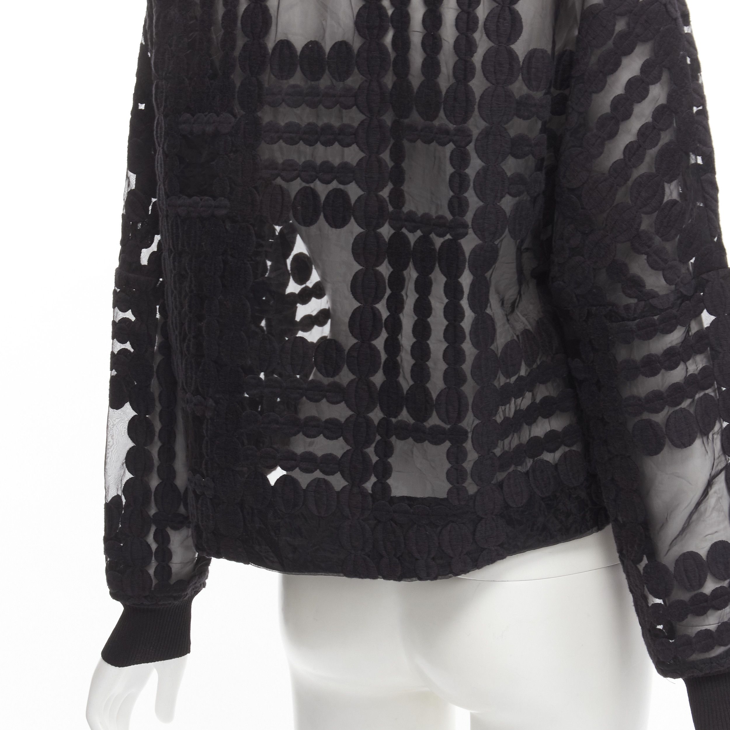 By Malene Birger BY MALENE BIRGER black graphic circle embroidery sheer cropped sweater FR36 S Size S / US 4 / IT 40 - 2 Thumbnail