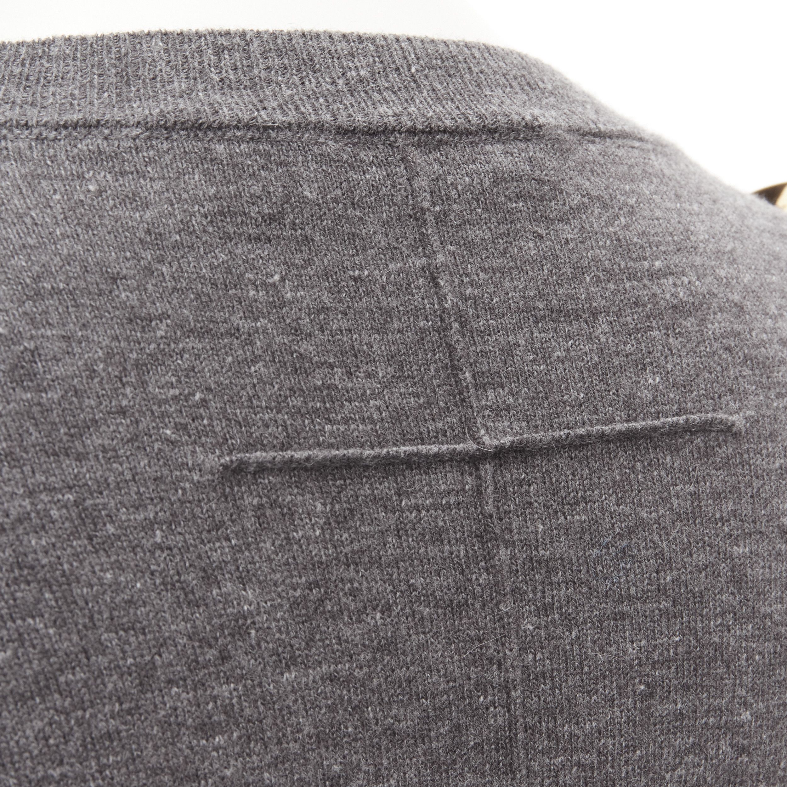 Givenchy GIVENCHY Riccardo Tisci gold metal shoulder bar cuff grey wool alpaca sweater S Size M / US 6-8 / IT 42-44 - 7 Thumbnail