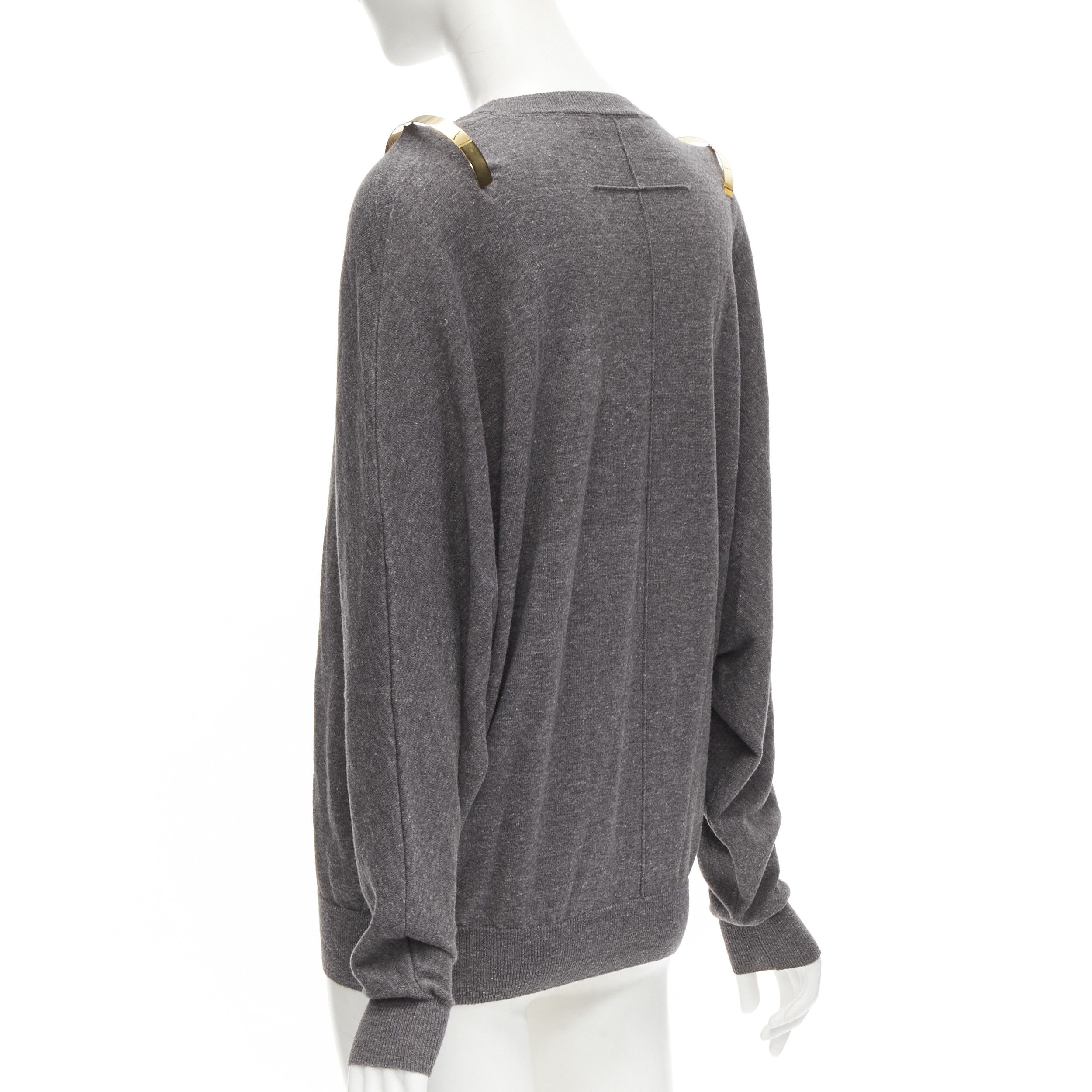 Givenchy GIVENCHY Riccardo Tisci gold metal shoulder bar cuff grey wool alpaca sweater S Size M / US 6-8 / IT 42-44 - 6 Thumbnail