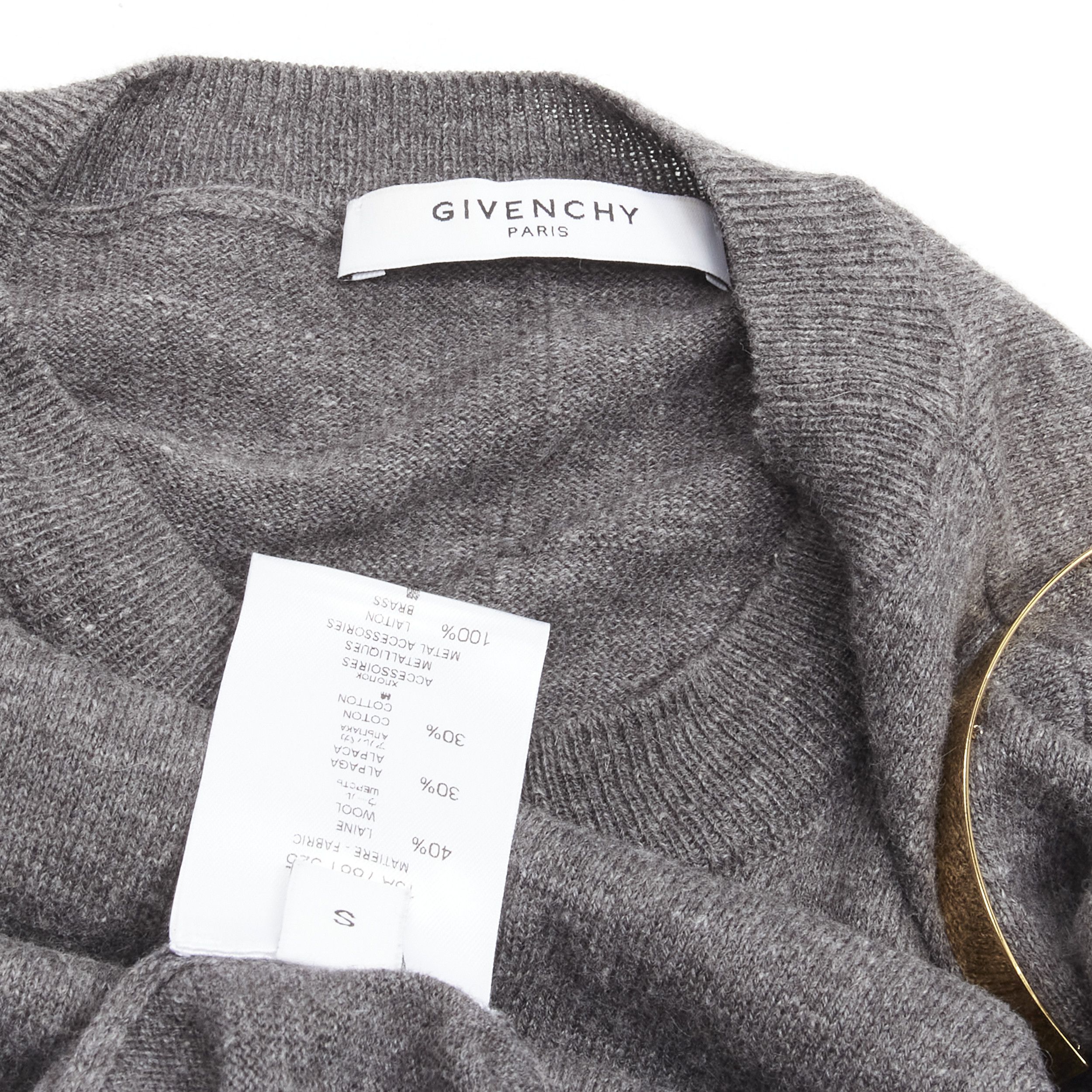 Givenchy GIVENCHY Riccardo Tisci gold metal shoulder bar cuff grey wool alpaca sweater S Size M / US 6-8 / IT 42-44 - 9 Thumbnail