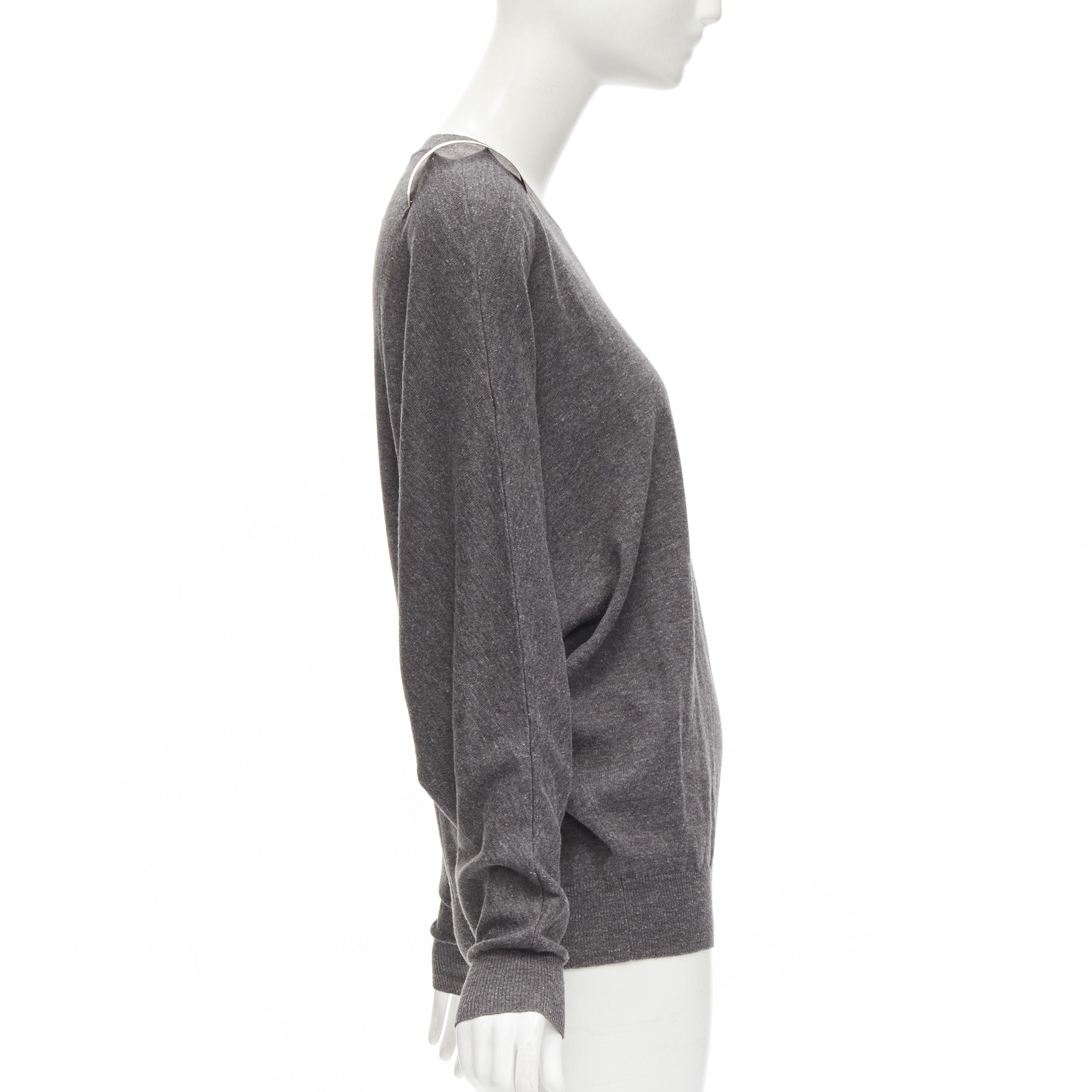 Givenchy GIVENCHY Riccardo Tisci gold metal shoulder bar cuff grey wool alpaca sweater S Size M / US 6-8 / IT 42-44 - 4 Thumbnail