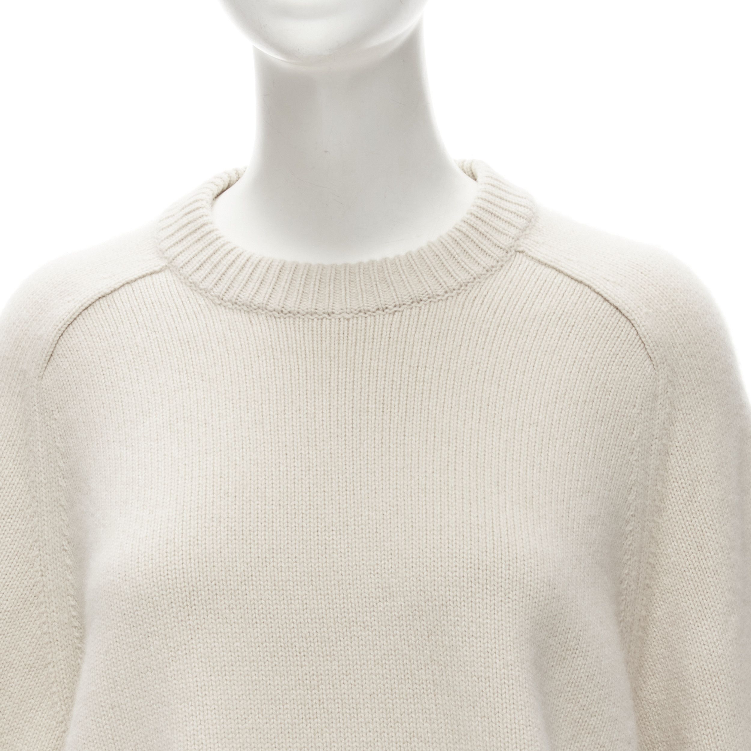 Tibi TIBI 100% cashmere beige contrast bow tie cuff oversized sweater S Size M / US 6-8 / IT 42-44 - 8 Thumbnail