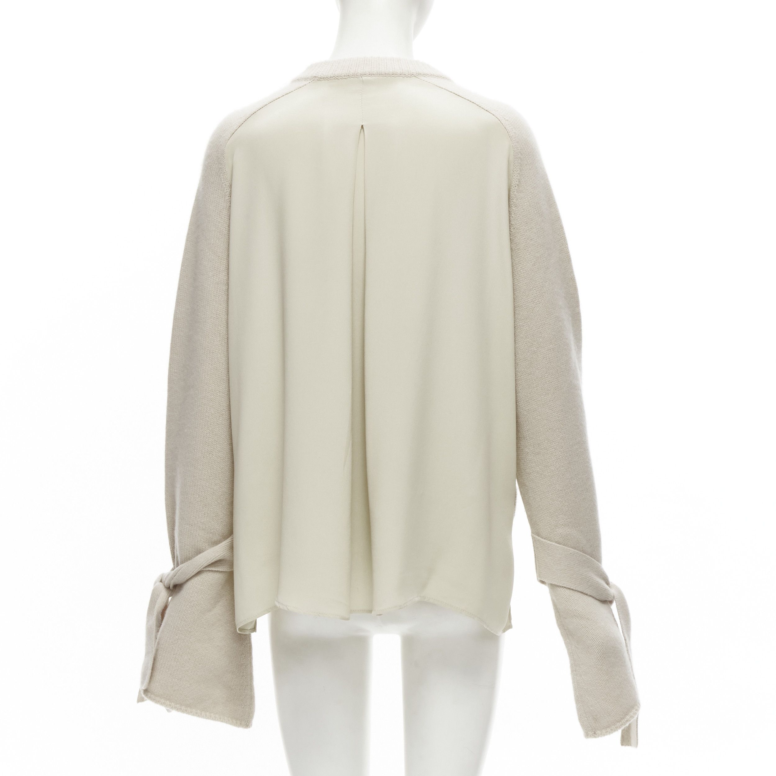 Tibi TIBI 100% cashmere beige contrast bow tie cuff oversized sweater S Size M / US 6-8 / IT 42-44 - 5 Thumbnail