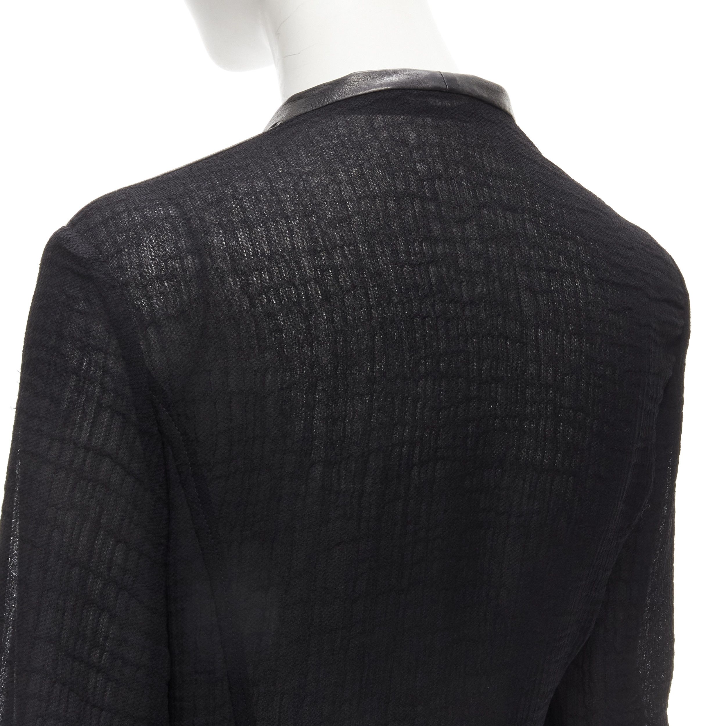 Helmut Lang HELMUT LANG black sheep leather detail bias drape biker jacket S Size S / US 4 / IT 40 - 2 Thumbnail