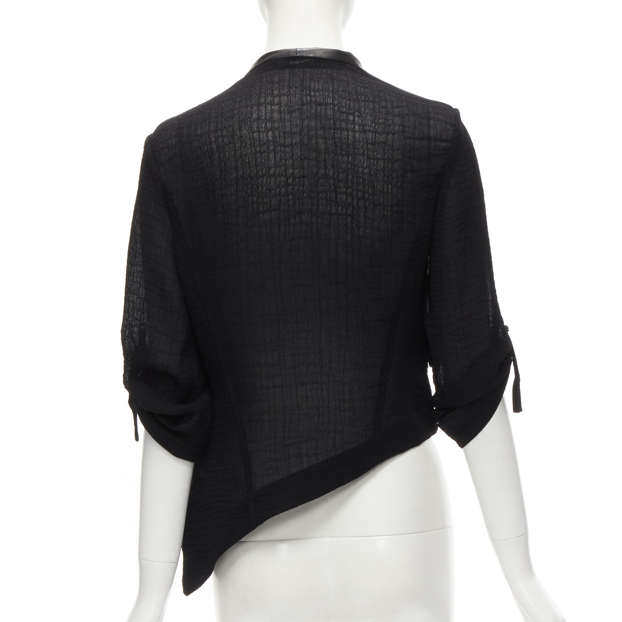 Helmut Lang HELMUT LANG black sheep leather detail bias drape biker jacket S Size S / US 4 / IT 40 - 6 Thumbnail