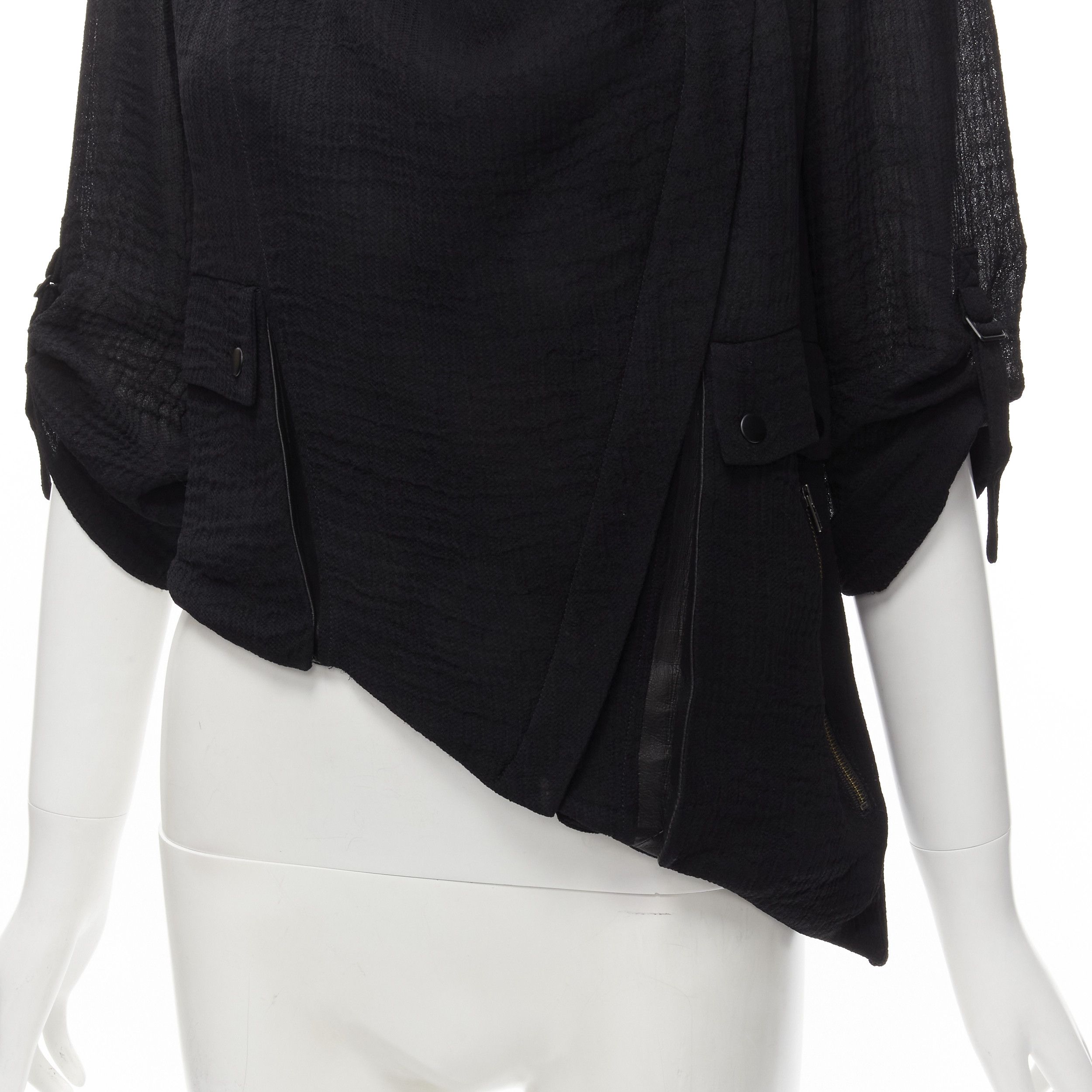 Helmut Lang HELMUT LANG black sheep leather detail bias drape biker jacket S Size S / US 4 / IT 40 - 9 Thumbnail