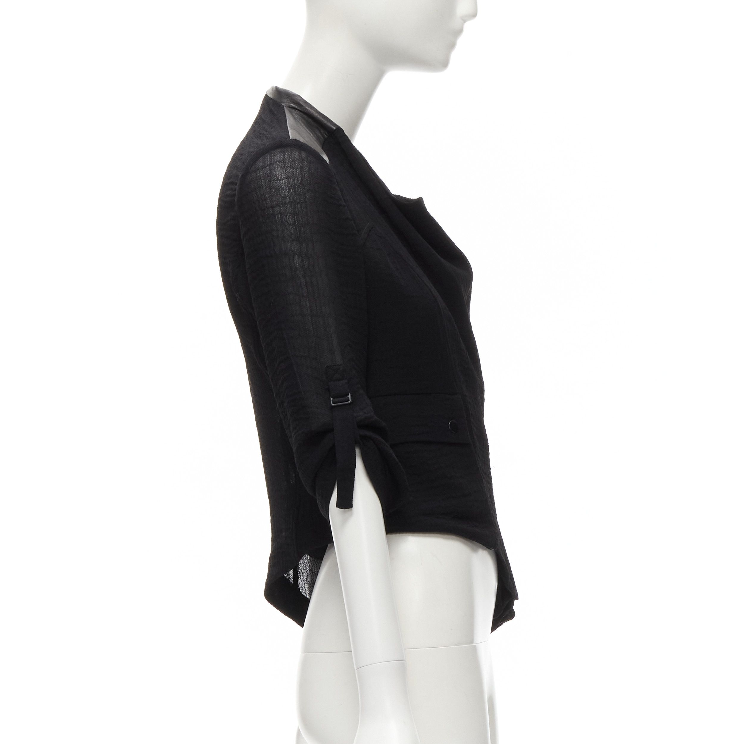 Helmut Lang HELMUT LANG black sheep leather detail bias drape biker jacket S Size S / US 4 / IT 40 - 5 Thumbnail
