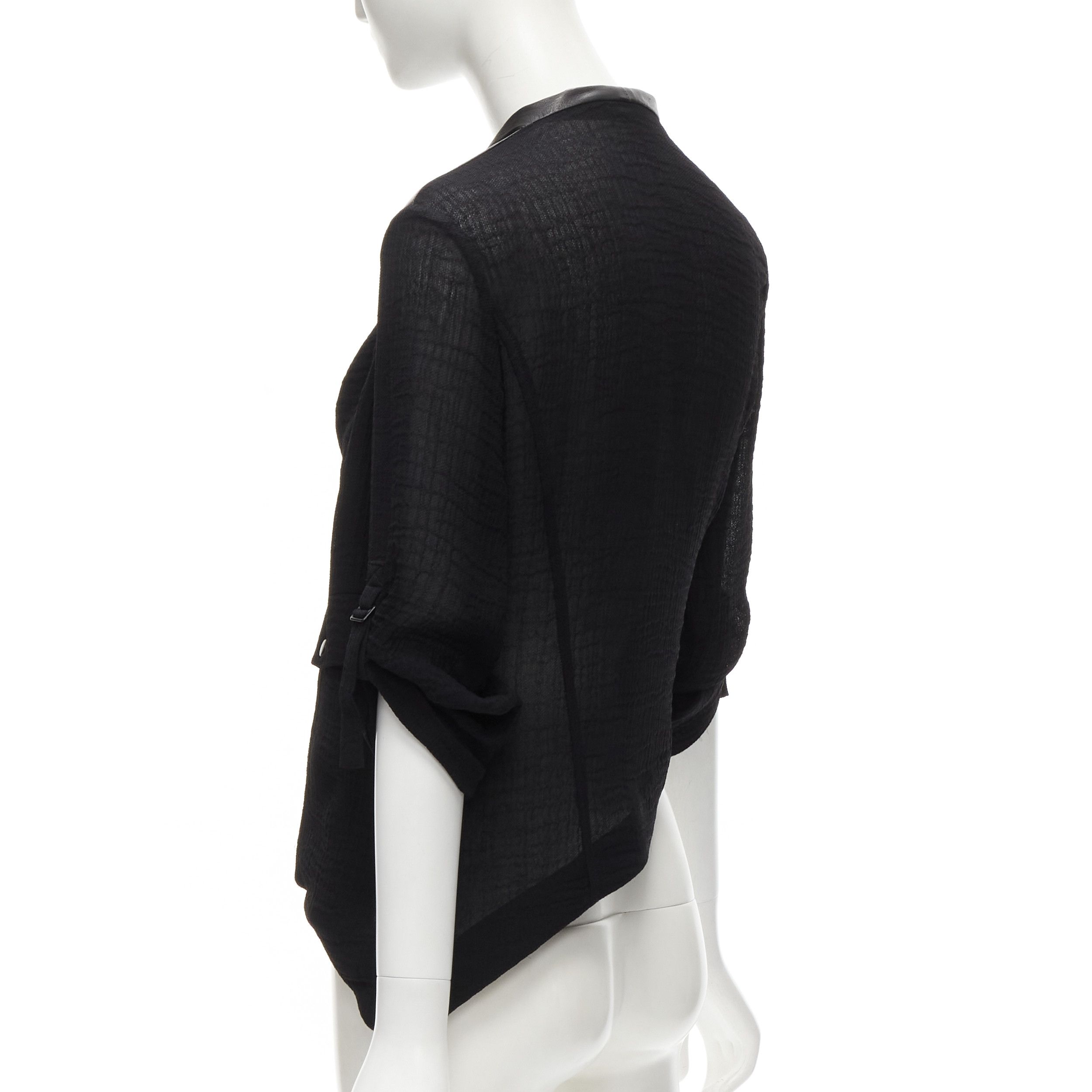 Helmut Lang HELMUT LANG black sheep leather detail bias drape biker jacket S Size S / US 4 / IT 40 - 7 Thumbnail