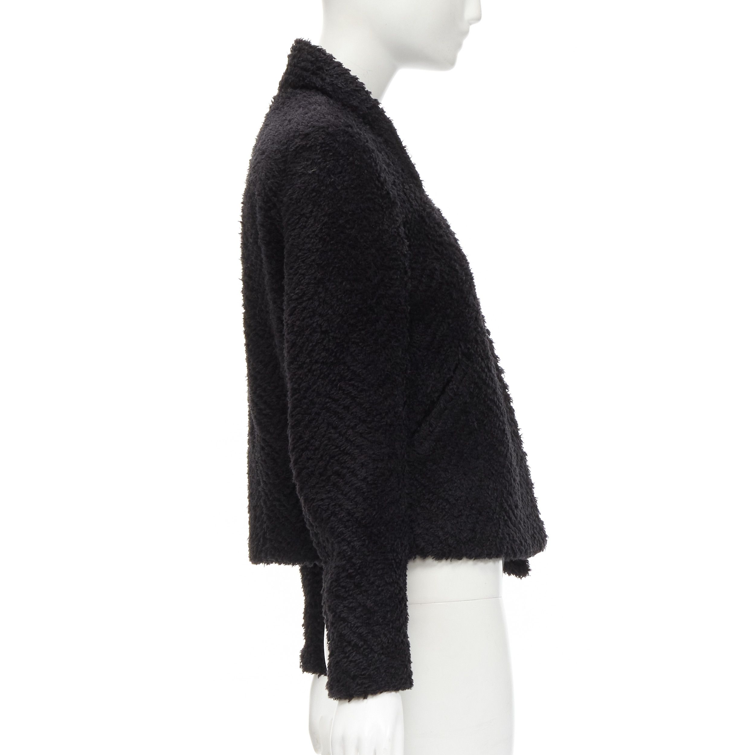 Isabel Marant ISABEL MARANT black wool blend fluffy stand collar minimal jacket FR36 S Size S / US 4 / IT 40 - 5 Thumbnail
