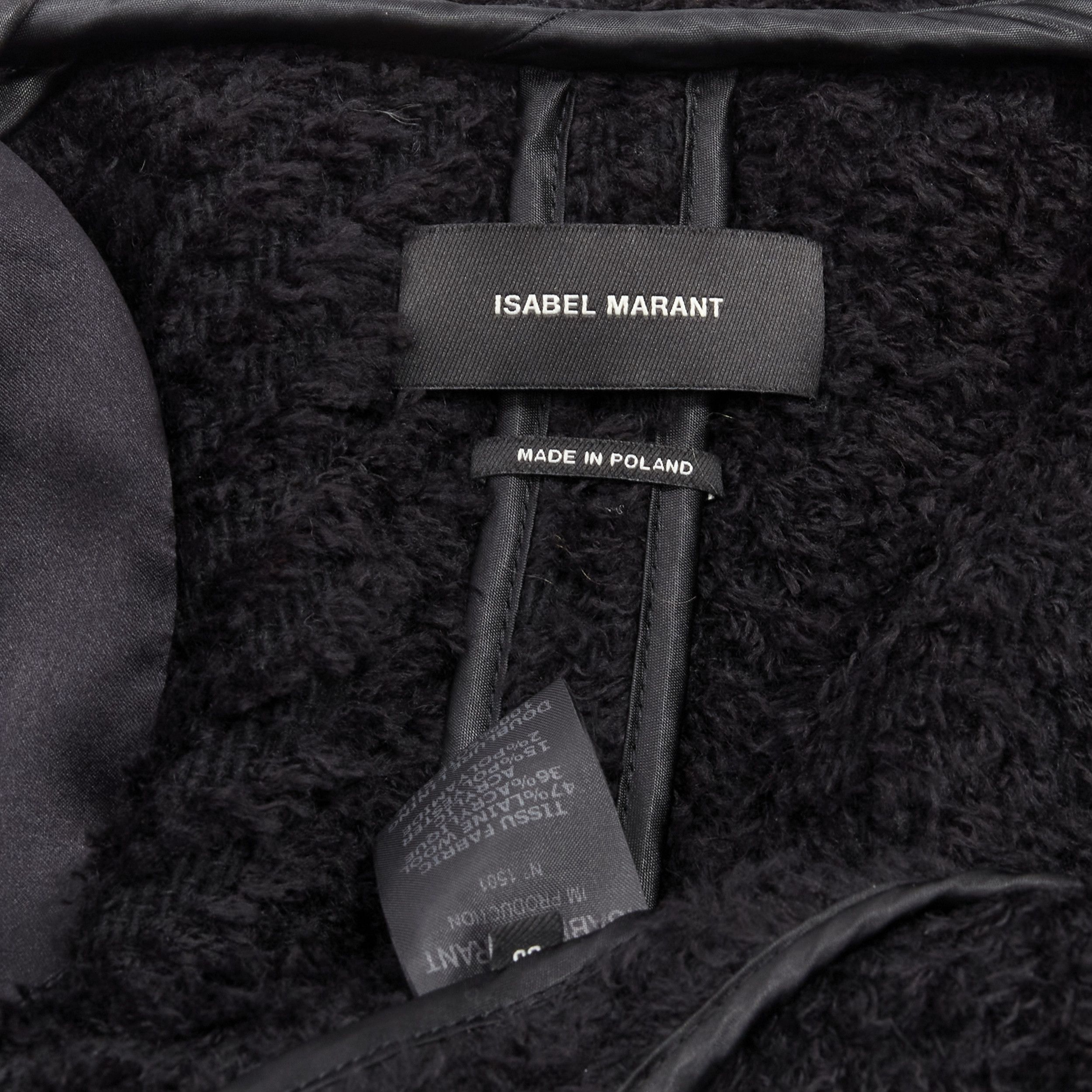 Isabel Marant ISABEL MARANT black wool blend fluffy stand collar minimal jacket FR36 S Size S / US 4 / IT 40 - 11 Thumbnail
