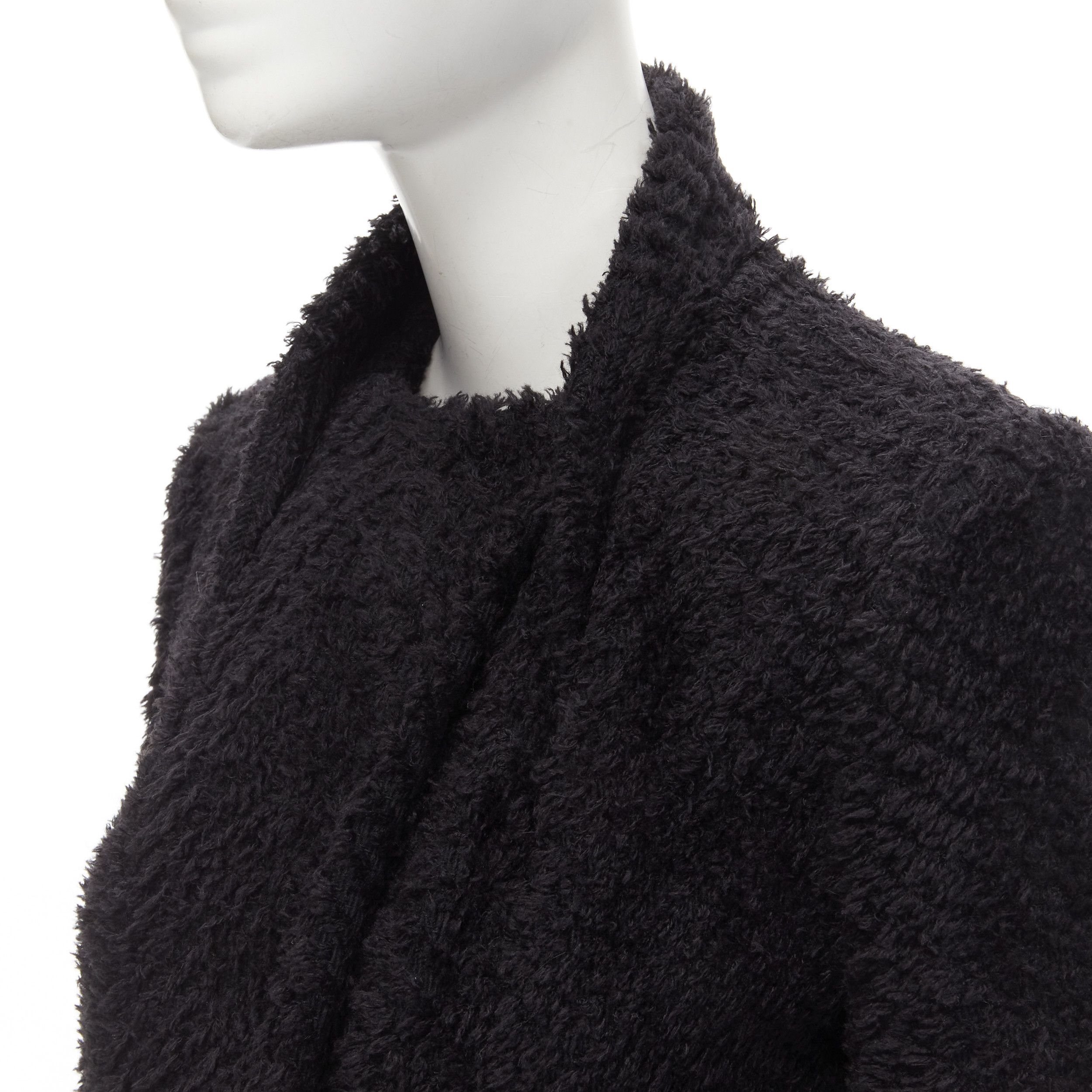 Isabel Marant ISABEL MARANT black wool blend fluffy stand collar minimal jacket FR36 S Size S / US 4 / IT 40 - 2 Thumbnail