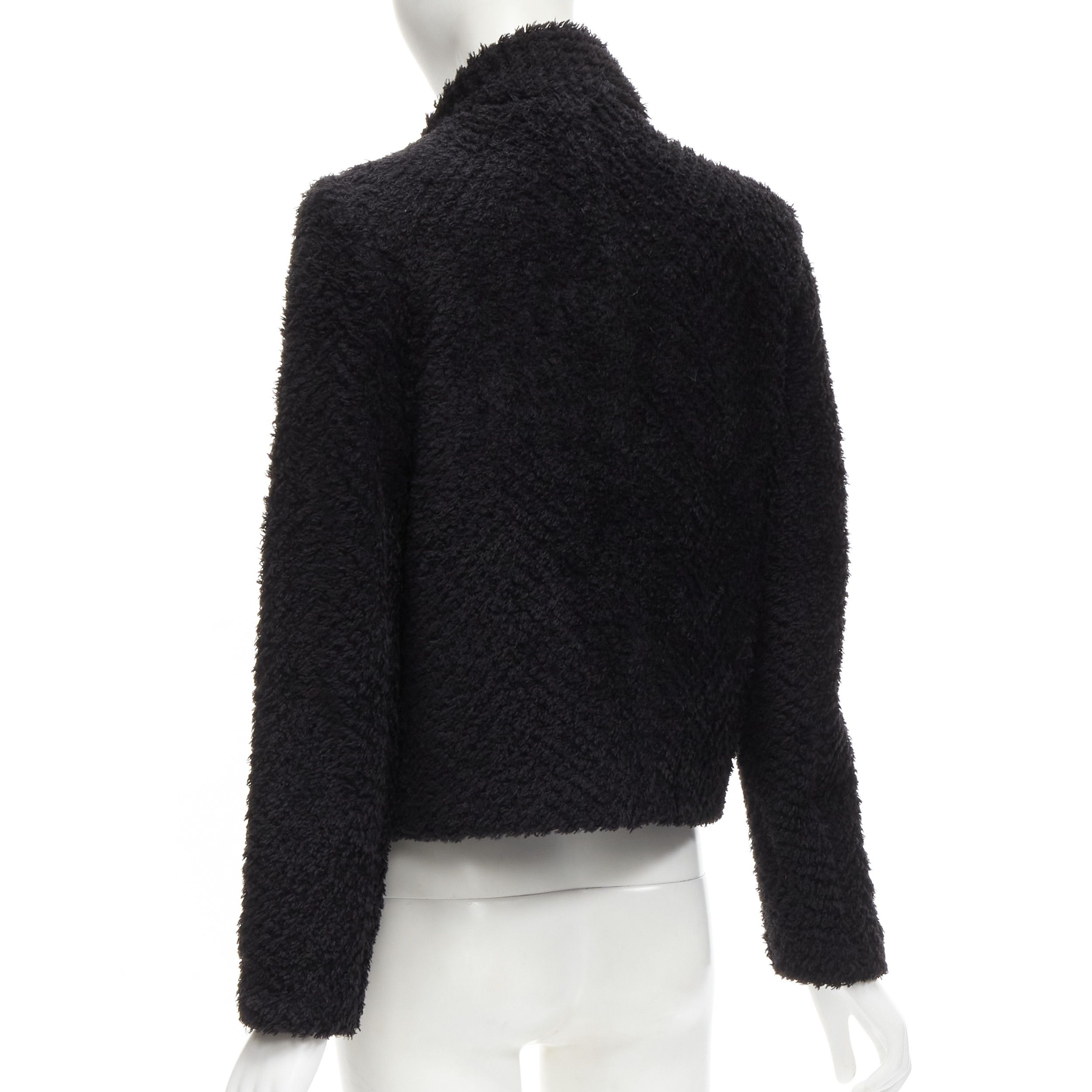 Isabel Marant ISABEL MARANT black wool blend fluffy stand collar minimal jacket FR36 S Size S / US 4 / IT 40 - 7 Thumbnail