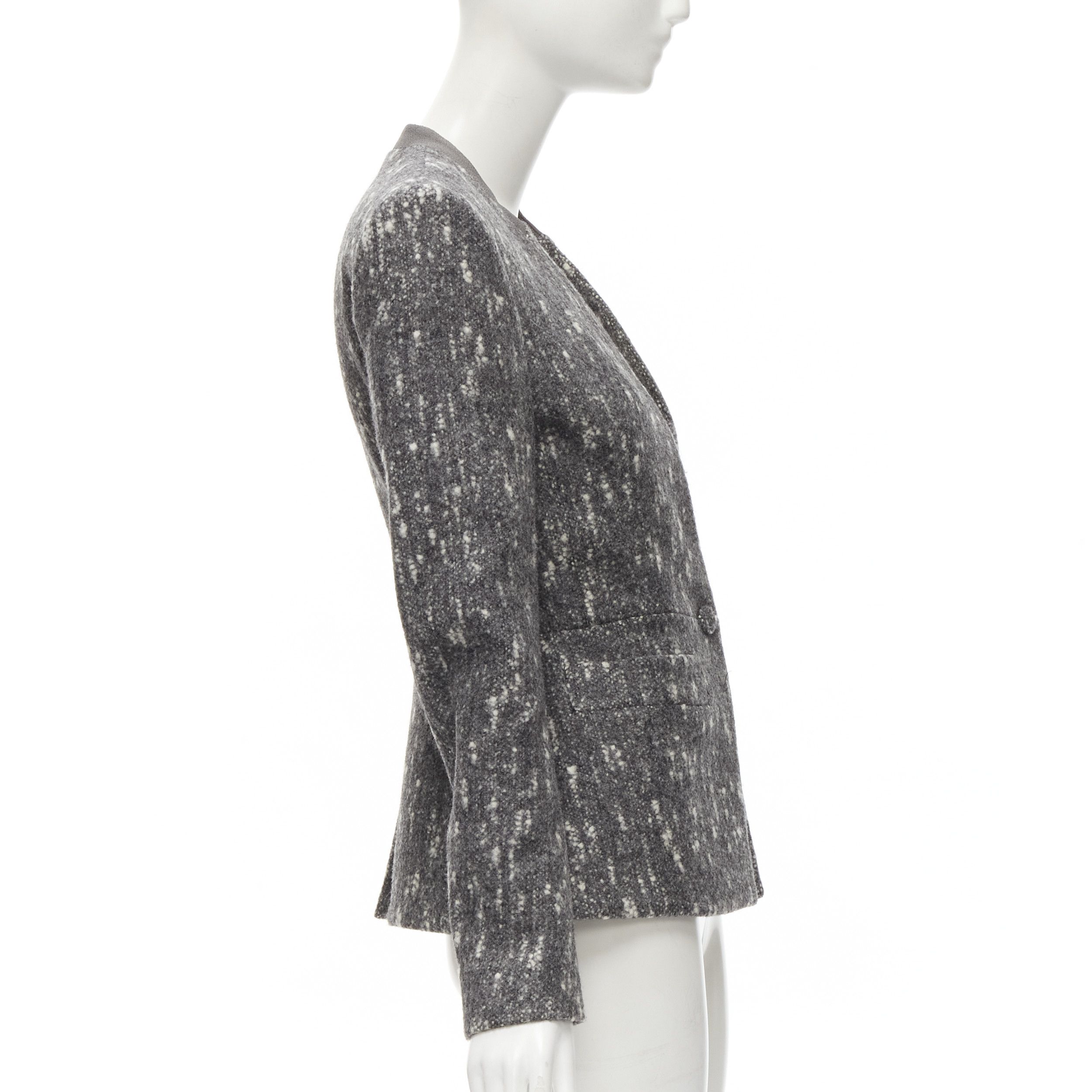 Balenciaga BALENCIAGA Ghesquiere 2009 grey white speckled fitted blazer jacket FR38 M Size M / US 6-8 / IT 42-44 - 4 Thumbnail