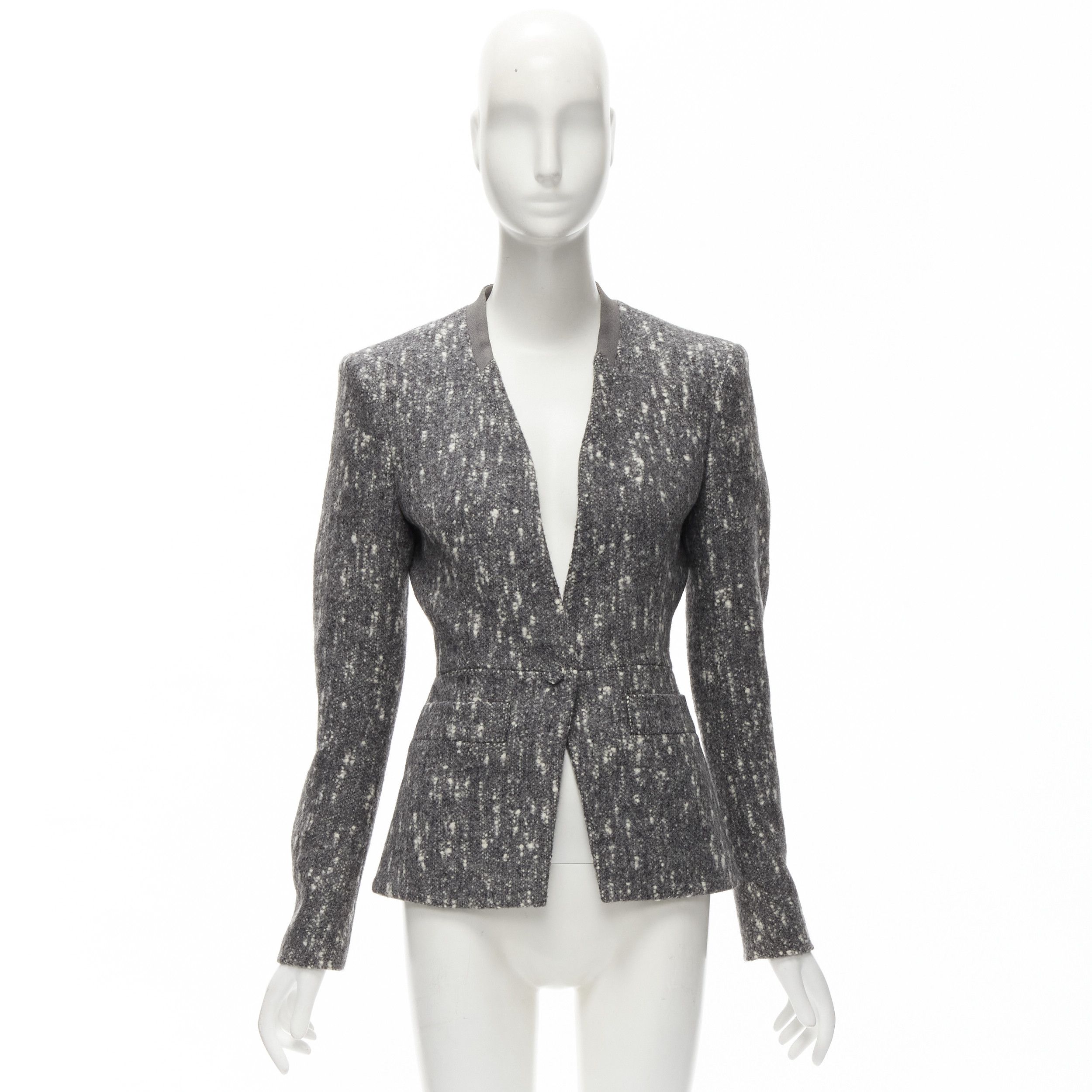 Balenciaga BALENCIAGA Ghesquiere 2009 grey white speckled fitted blazer jacket FR38 M Size M / US 6-8 / IT 42-44 - 10 Thumbnail