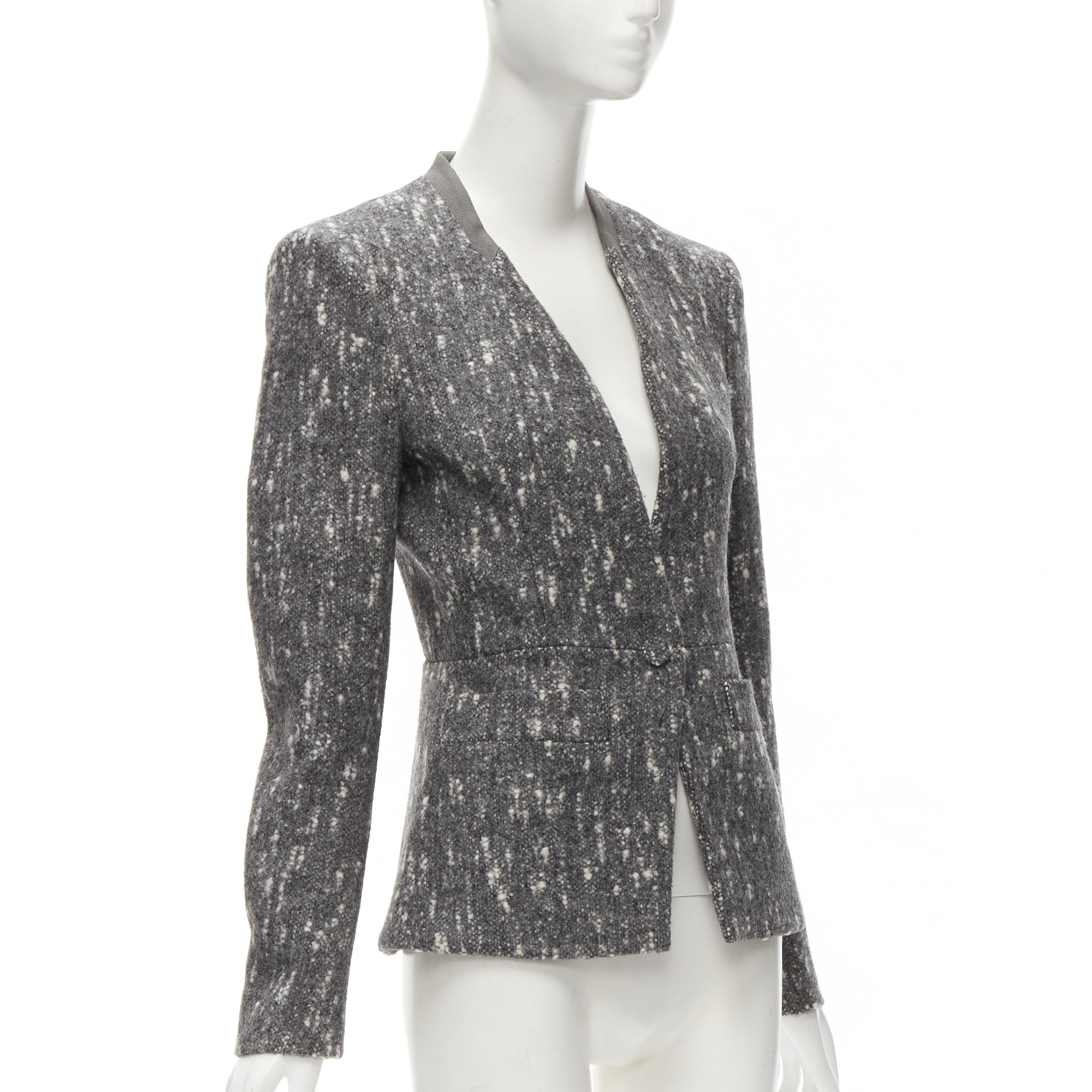 Balenciaga BALENCIAGA Ghesquiere 2009 grey white speckled fitted blazer jacket FR38 M Size M / US 6-8 / IT 42-44 - 3 Thumbnail