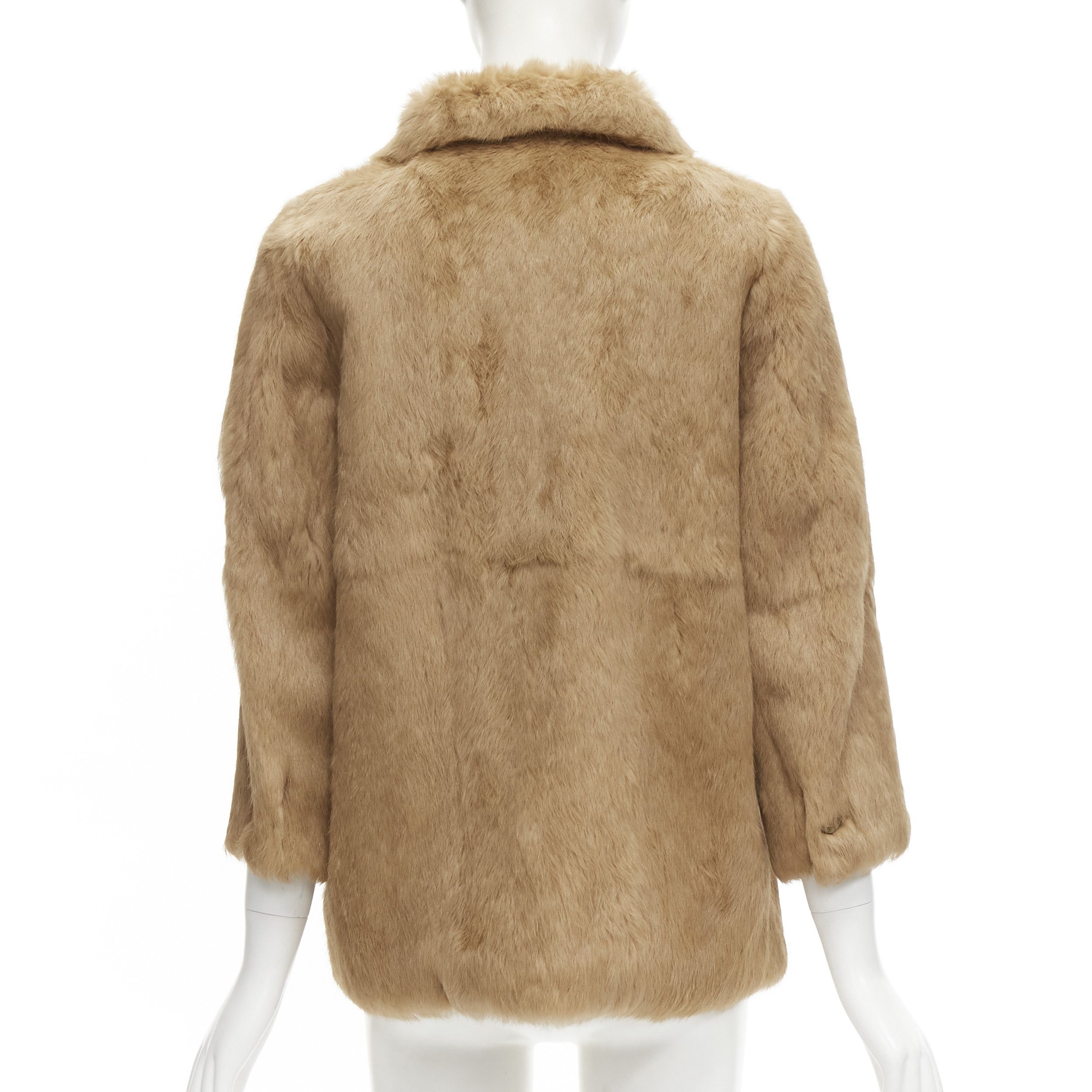 A.P.C. APC tan brown genuine fur gold-tone buttons winter coat jacket XS Size XS / US 0-2 / IT 36-38 - 6 Thumbnail