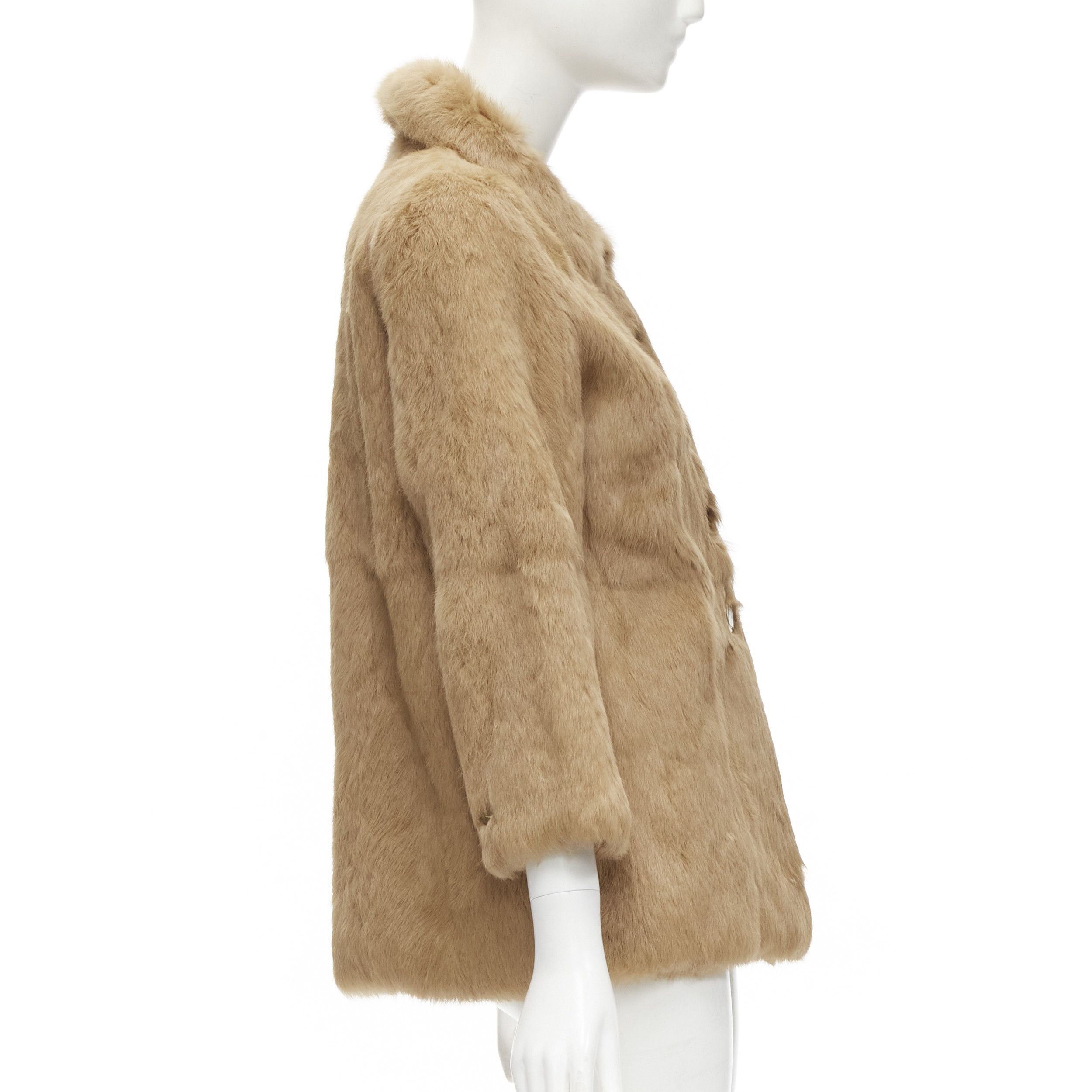 A.P.C. APC tan brown genuine fur gold-tone buttons winter coat jacket XS Size XS / US 0-2 / IT 36-38 - 5 Thumbnail