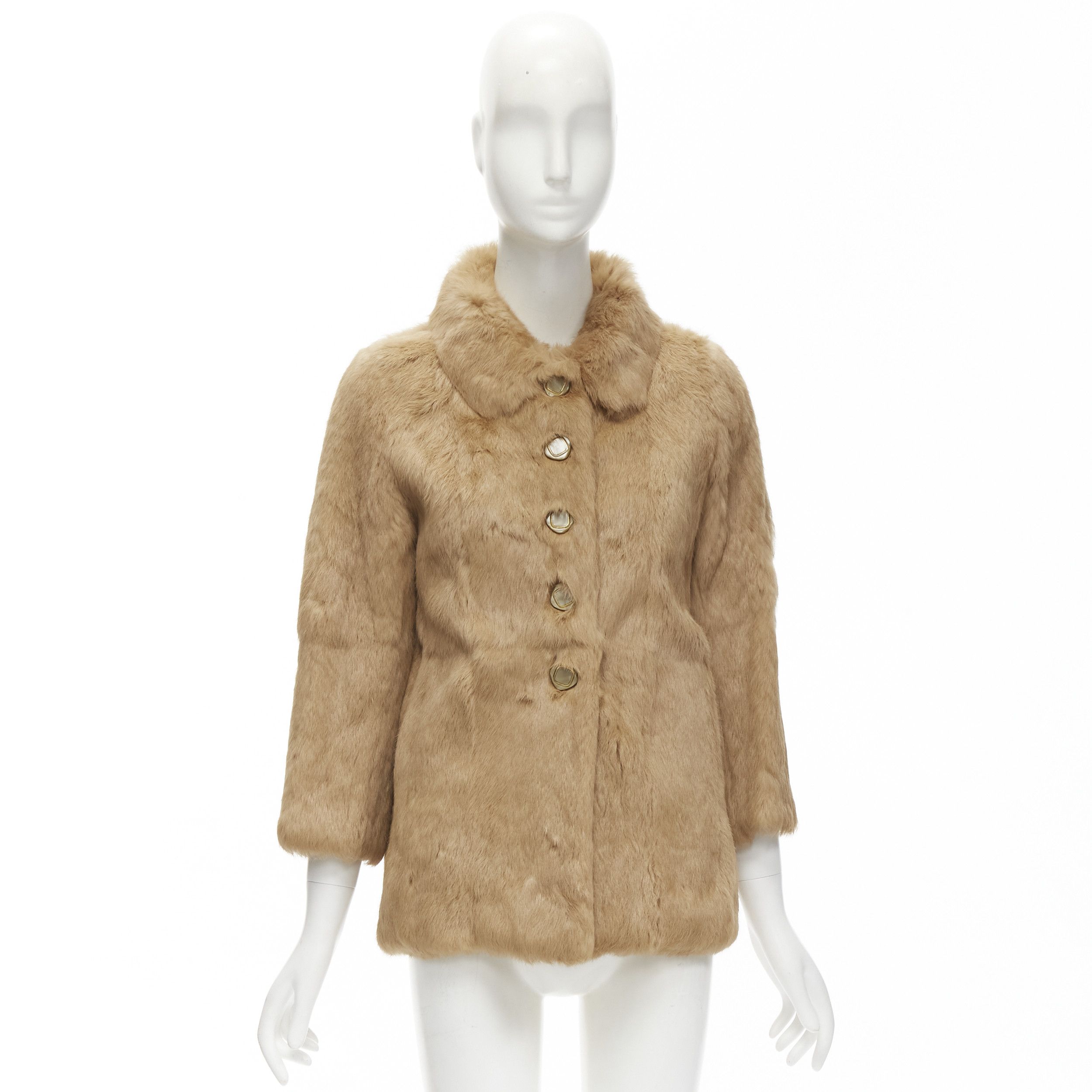 A.P.C. APC tan brown genuine fur gold-tone buttons winter coat jacket XS Size XS / US 0-2 / IT 36-38 - 11 Thumbnail