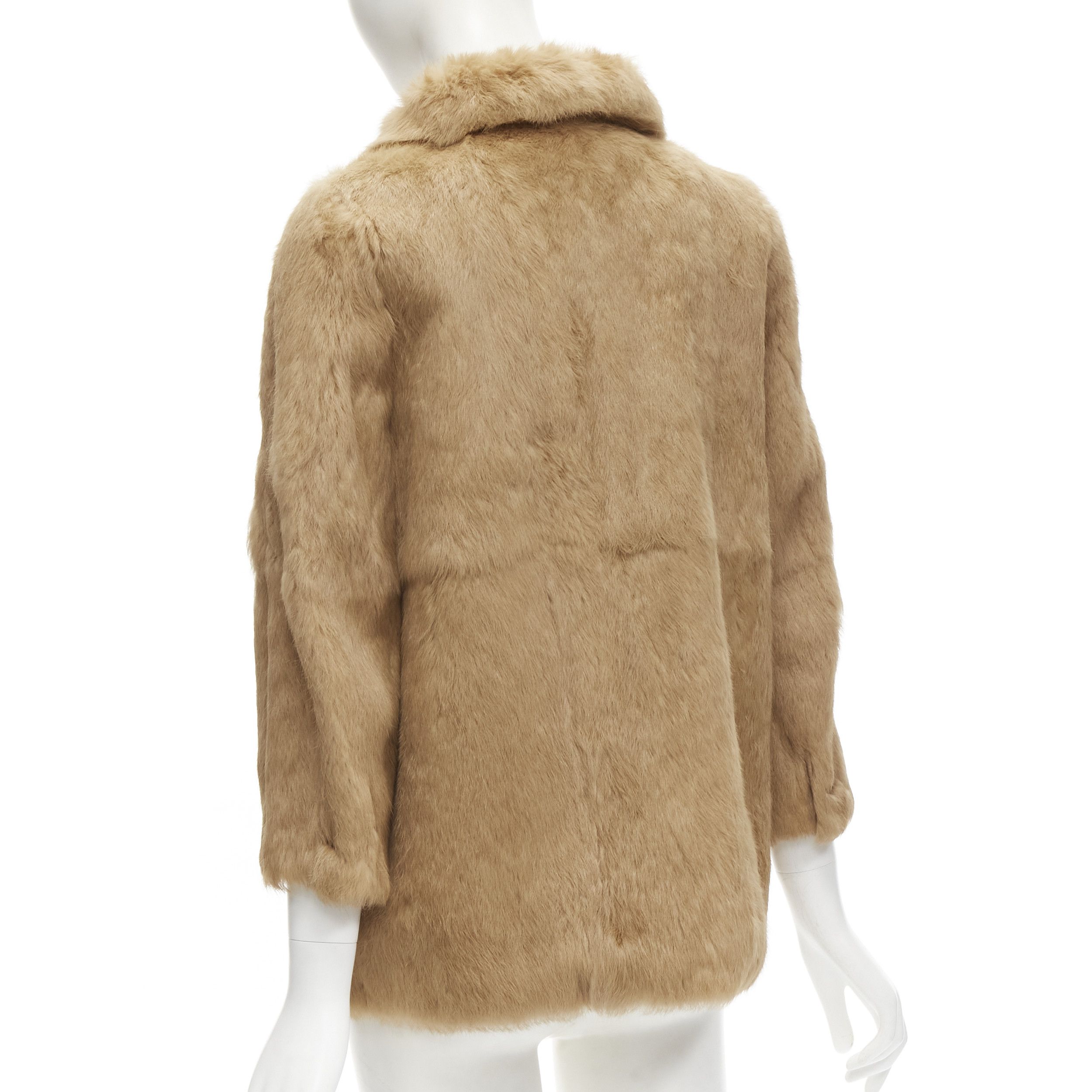 A.P.C. APC tan brown genuine fur gold-tone buttons winter coat jacket XS Size XS / US 0-2 / IT 36-38 - 7 Thumbnail