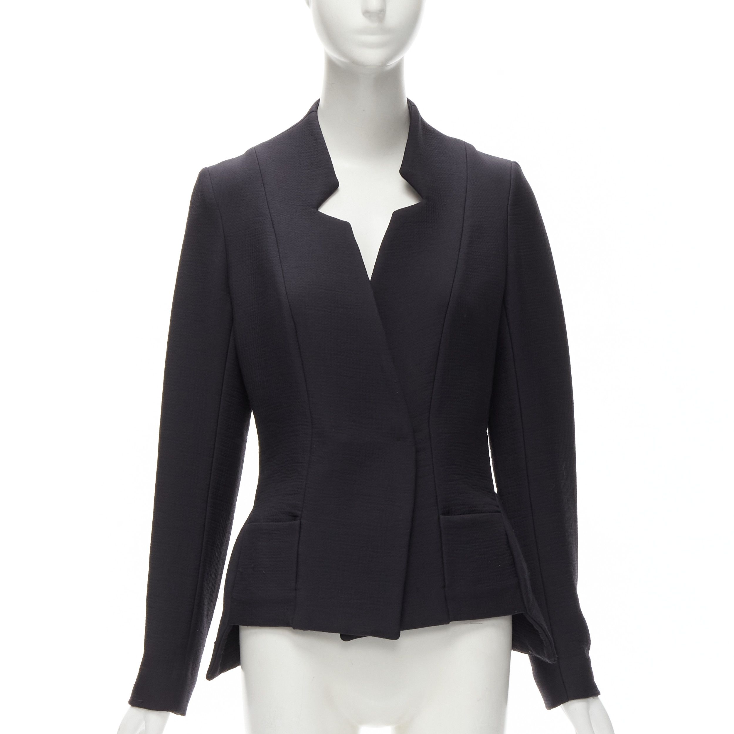 Zero + Maria Cornejo ZERO MARIA CORNEJO black wool scuba cutout collar jacket US2 S Size S / US 4 / IT 40 - 3 Thumbnail
