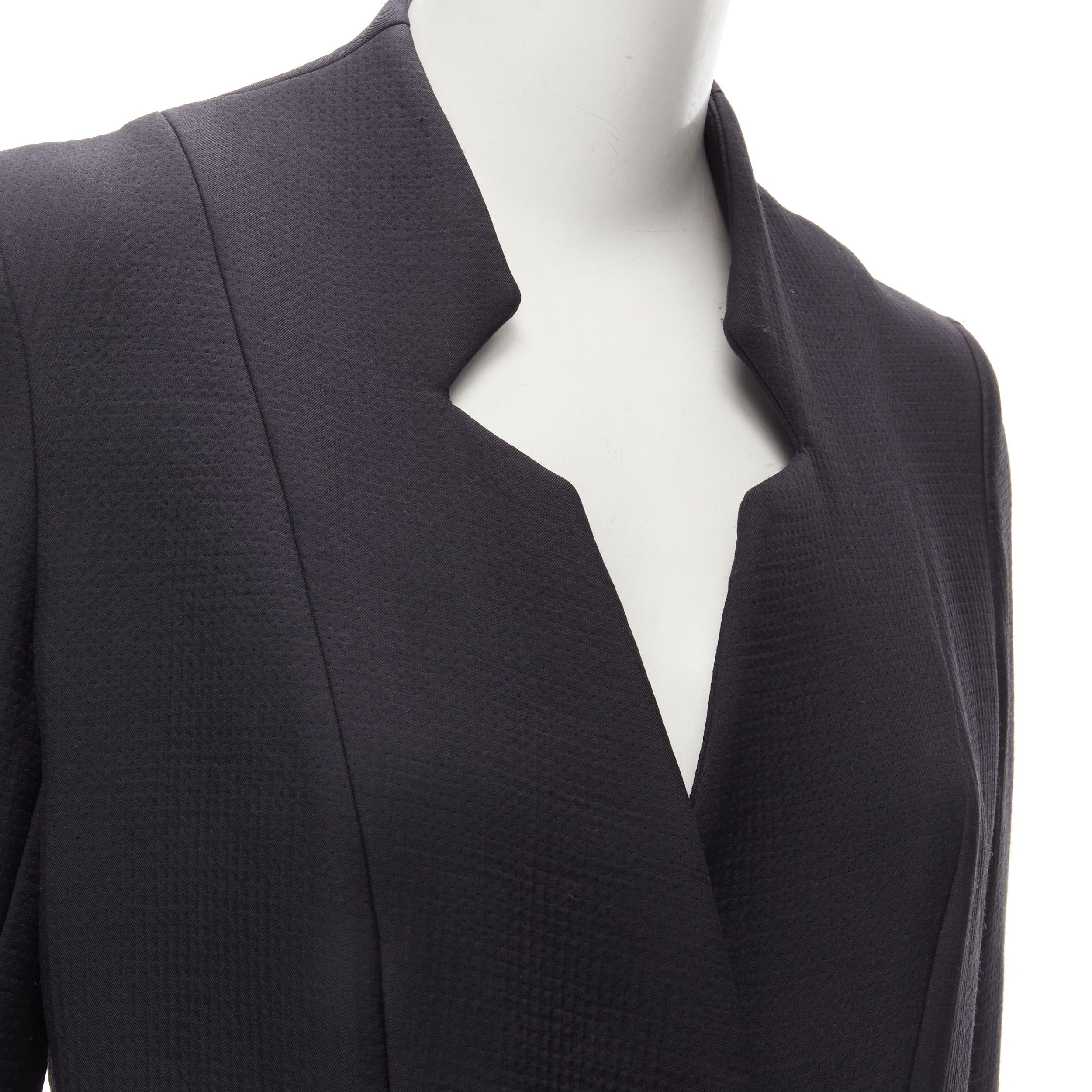 Zero + Maria Cornejo ZERO MARIA CORNEJO black wool scuba cutout collar jacket US2 S Size S / US 4 / IT 40 - 2 Thumbnail