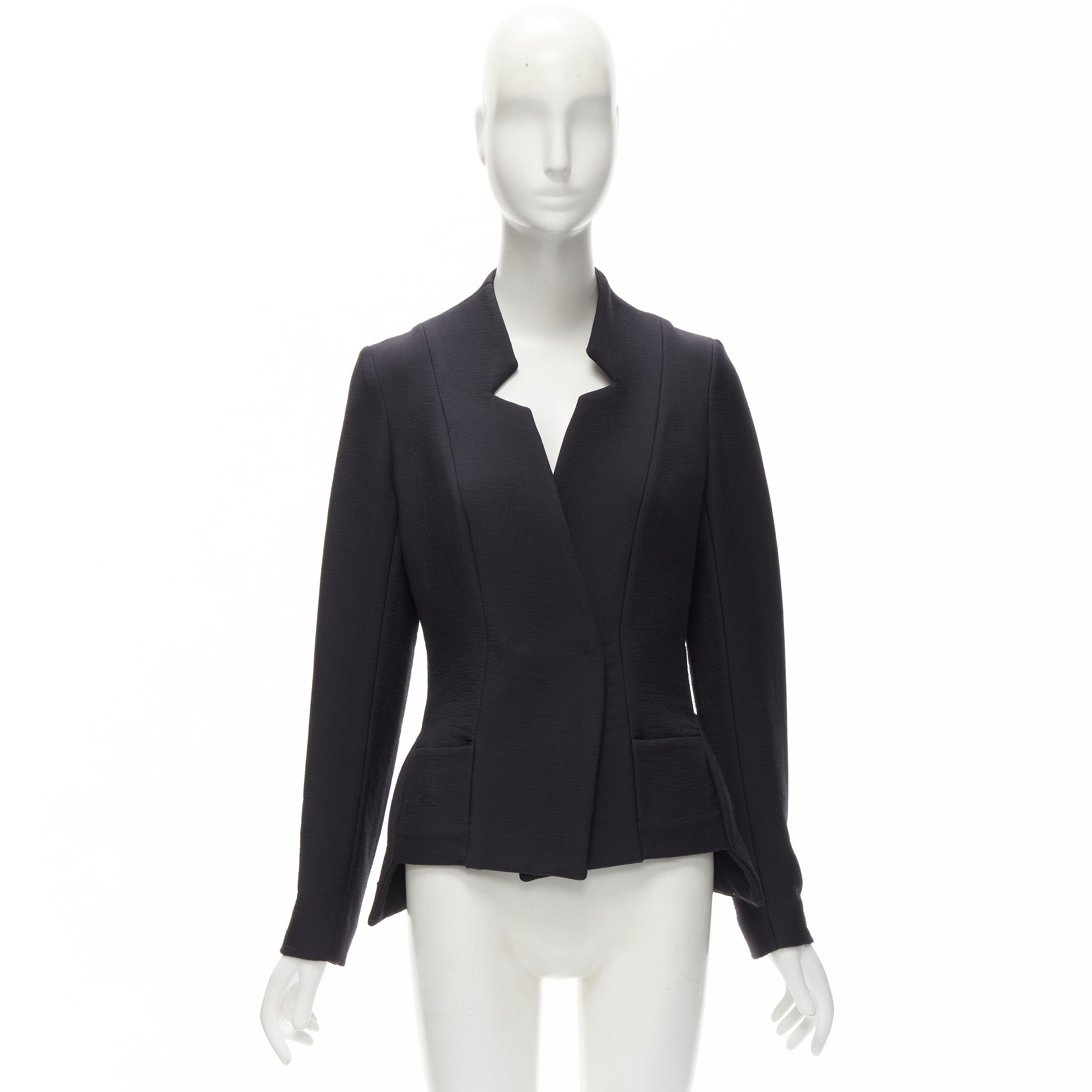 Zero + Maria Cornejo ZERO MARIA CORNEJO black wool scuba cutout collar jacket US2 S Size S / US 4 / IT 40 - 12 Thumbnail