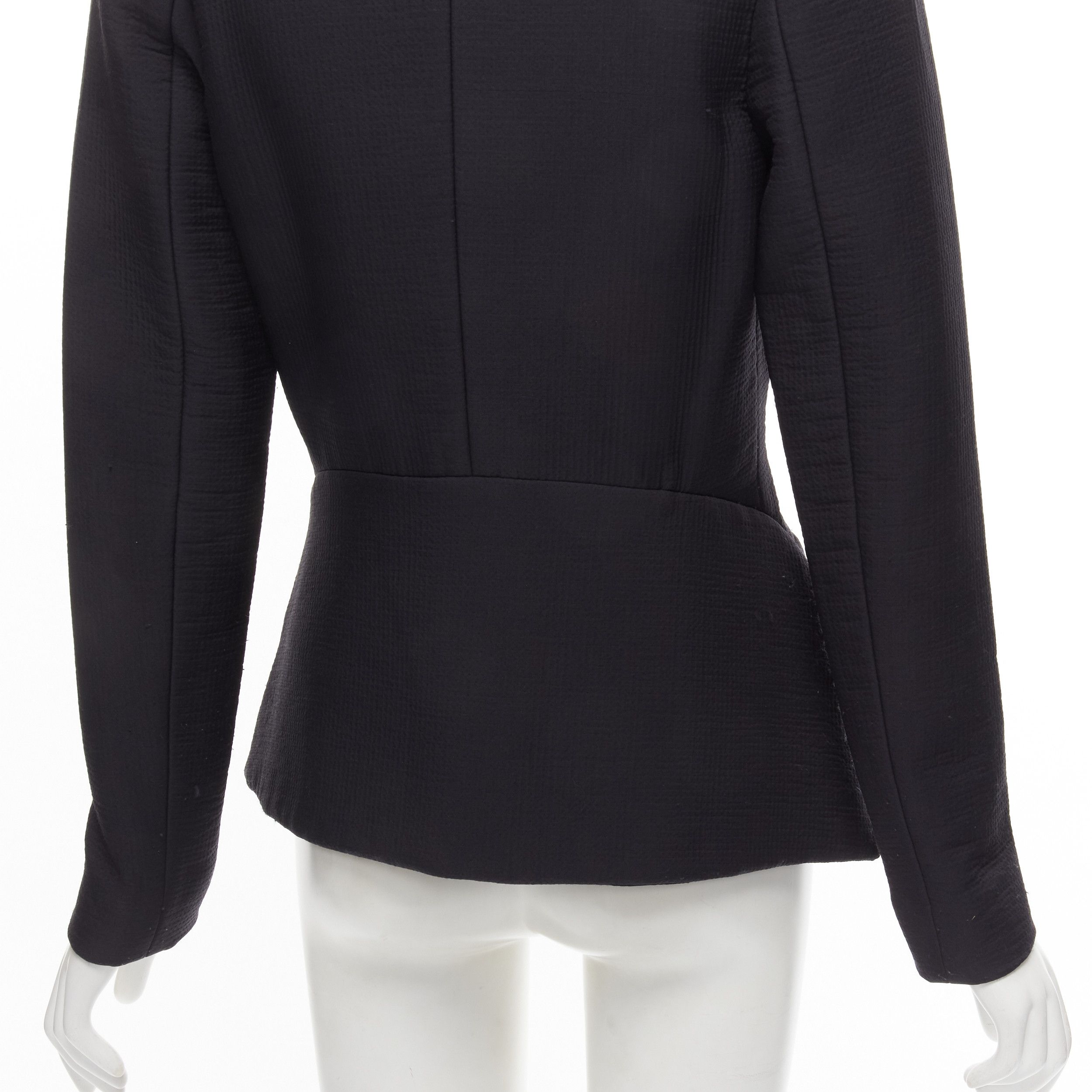 Zero + Maria Cornejo ZERO MARIA CORNEJO black wool scuba cutout collar jacket US2 S Size S / US 4 / IT 40 - 9 Thumbnail