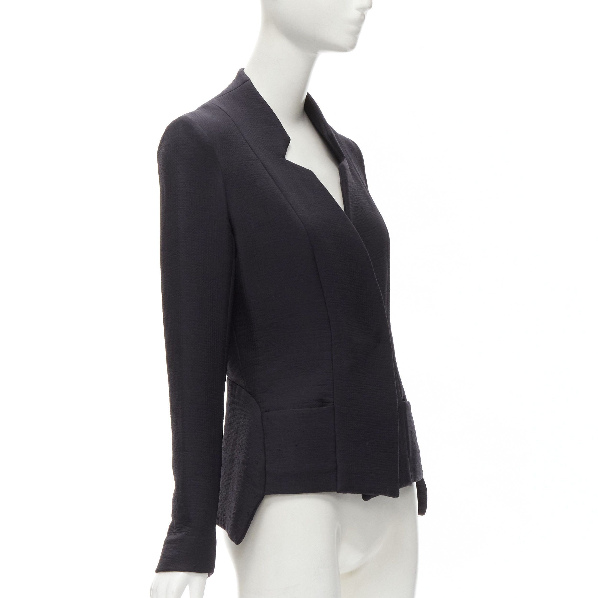 Zero + Maria Cornejo ZERO MARIA CORNEJO black wool scuba cutout collar jacket US2 S Size S / US 4 / IT 40 - 4 Thumbnail