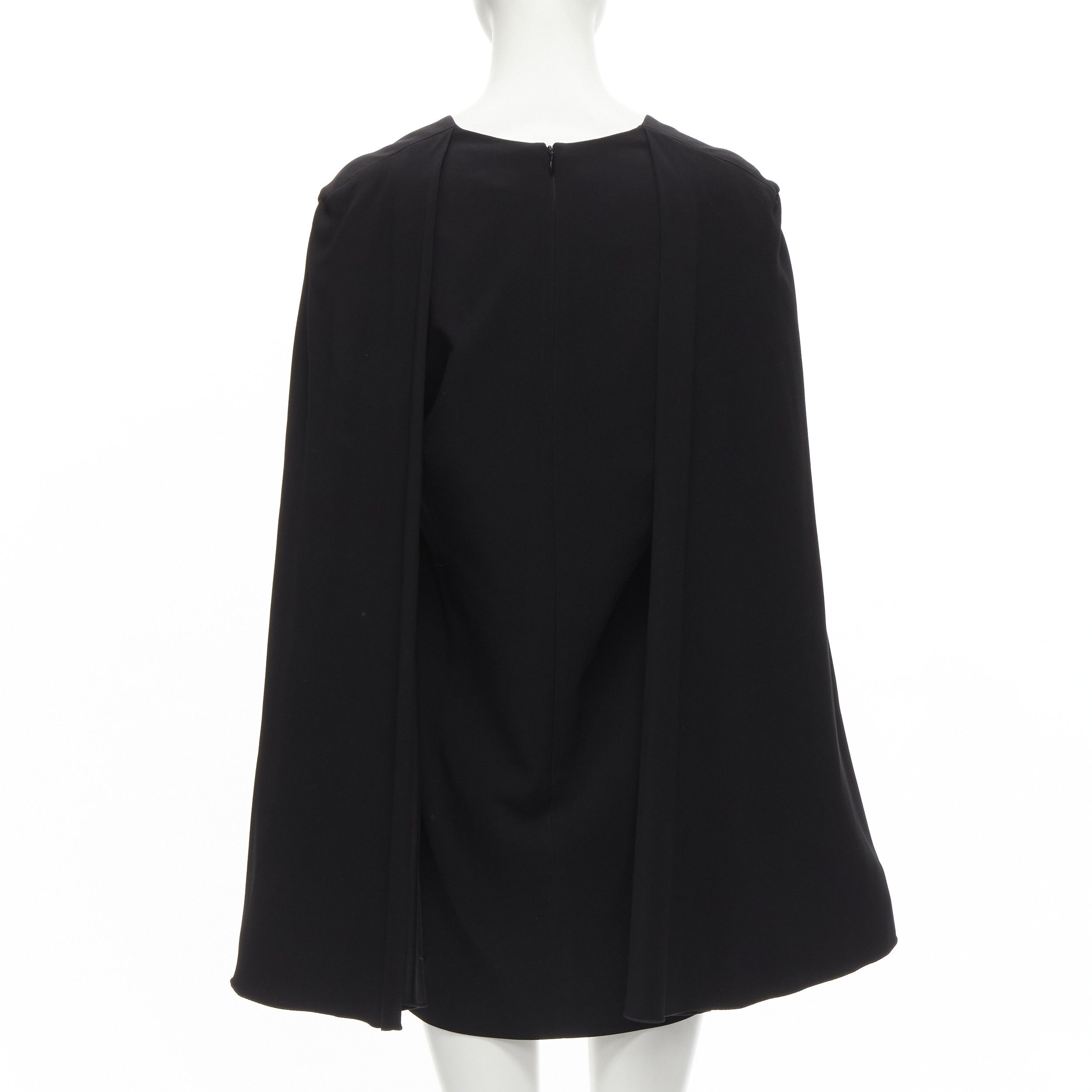 Dion Lee DION LEE black satin cape sleeve minimal V neck boxy short dress AUS10 M Size M / US 6-8 / IT 42-44 - 5 Thumbnail