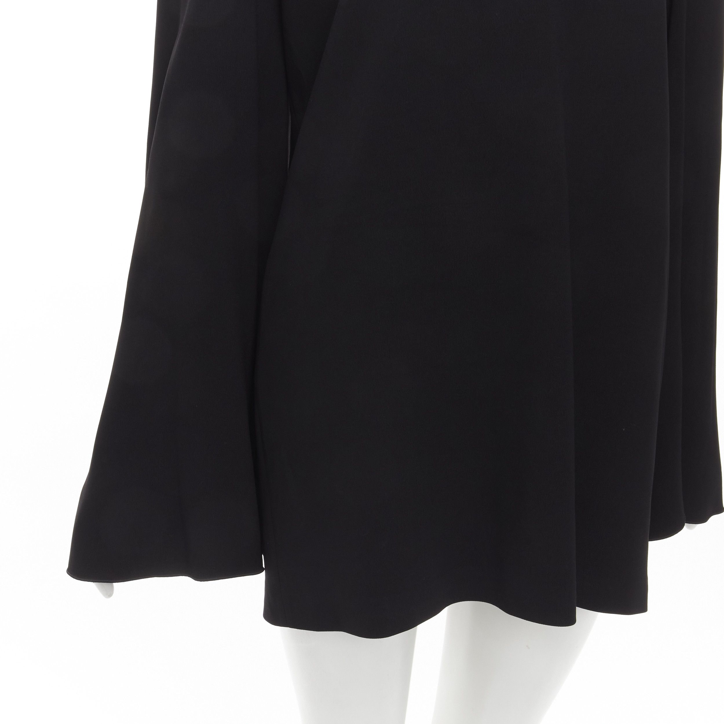 Dion Lee DION LEE black satin cape sleeve minimal V neck boxy short dress AUS10 M Size M / US 6-8 / IT 42-44 - 8 Thumbnail