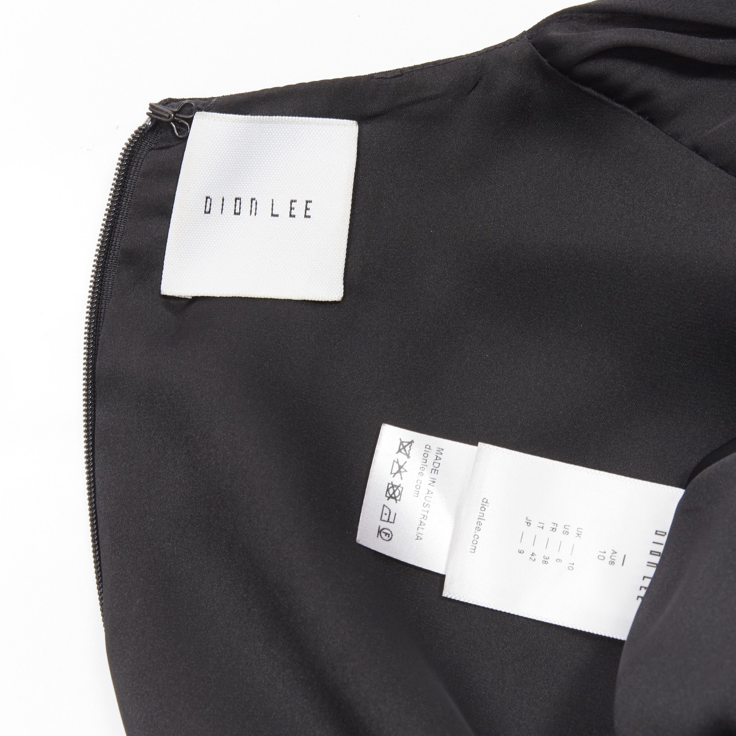 Dion Lee DION LEE black satin cape sleeve minimal V neck boxy short dress AUS10 M Size M / US 6-8 / IT 42-44 - 9 Thumbnail