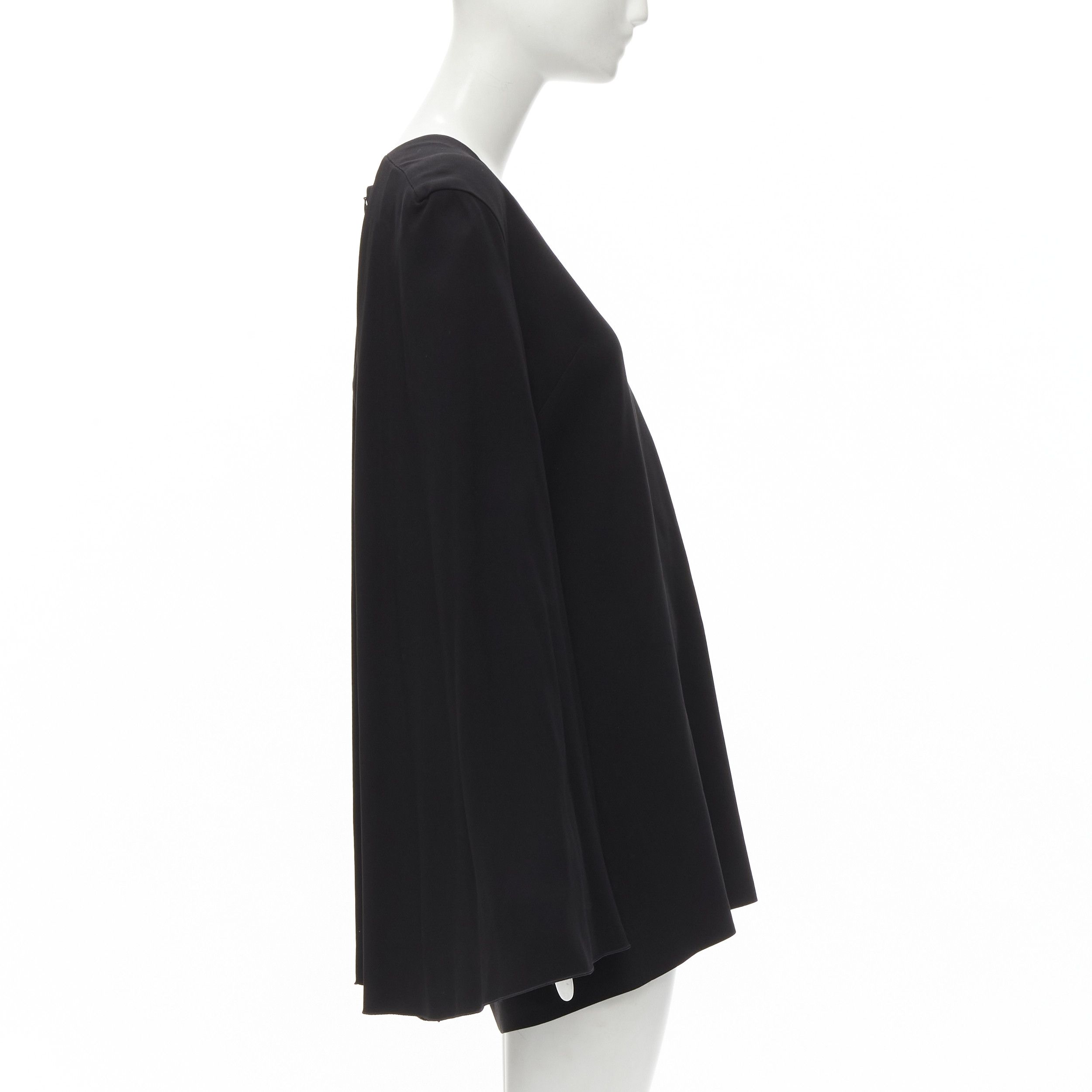 Dion Lee DION LEE black satin cape sleeve minimal V neck boxy short dress AUS10 M Size M / US 6-8 / IT 42-44 - 4 Thumbnail