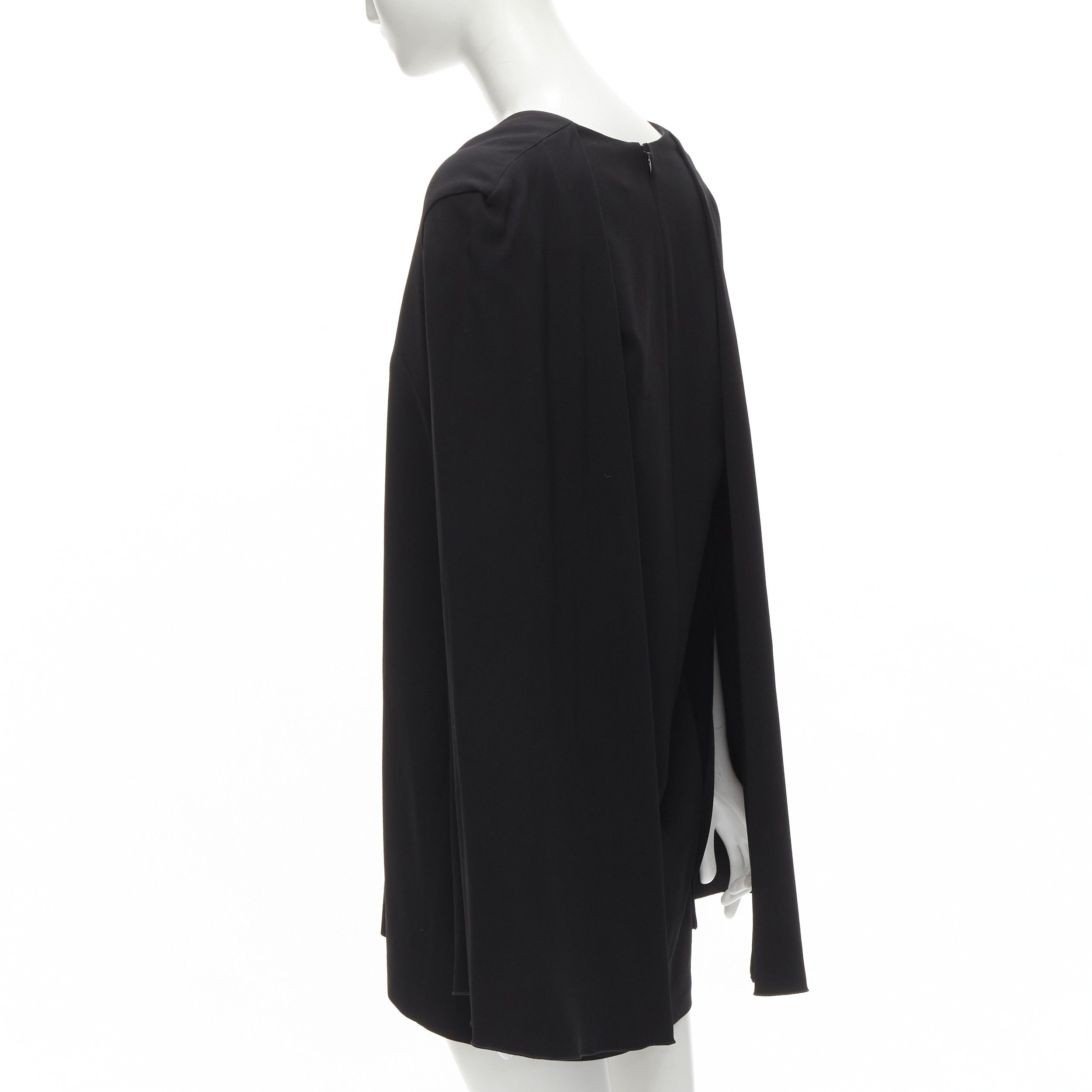 Dion Lee DION LEE black satin cape sleeve minimal V neck boxy short dress AUS10 M Size M / US 6-8 / IT 42-44 - 6 Thumbnail