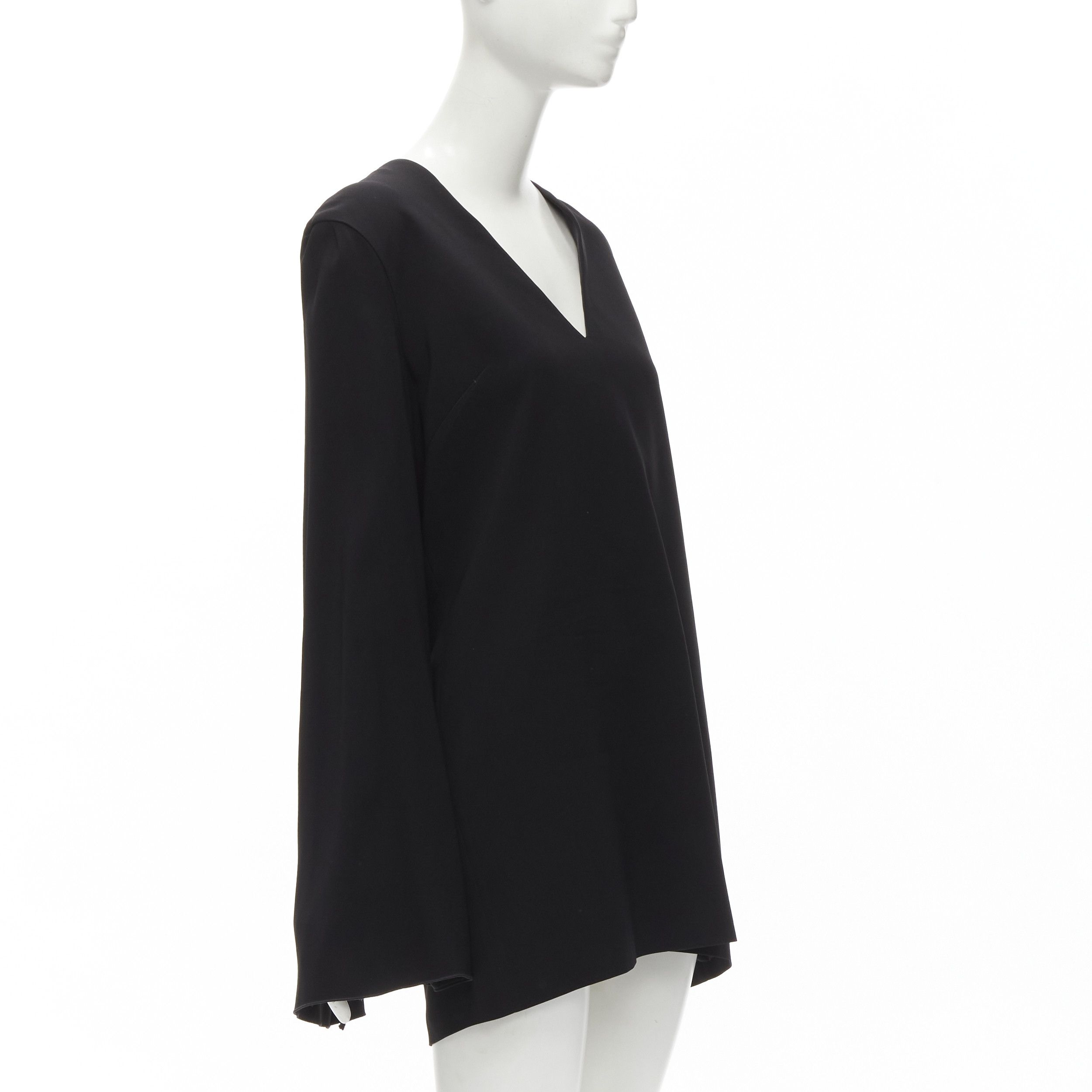 Dion Lee DION LEE black satin cape sleeve minimal V neck boxy short dress AUS10 M Size M / US 6-8 / IT 42-44 - 3 Thumbnail