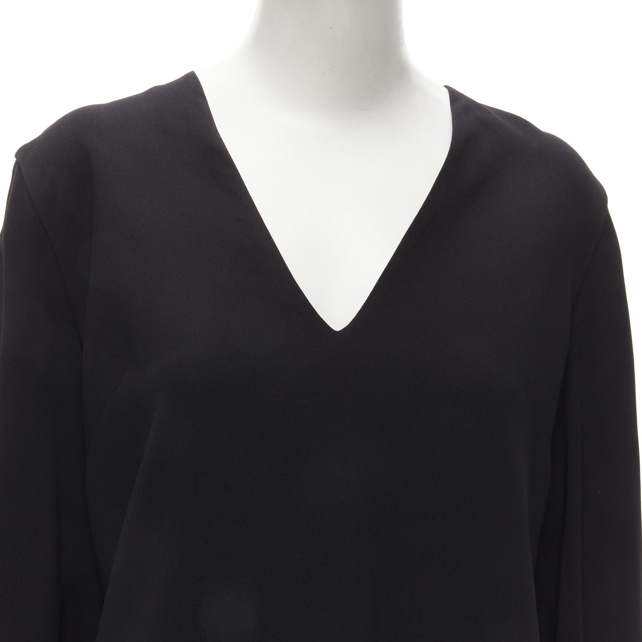 Dion Lee DION LEE black satin cape sleeve minimal V neck boxy short dress AUS10 M Size M / US 6-8 / IT 42-44 - 7 Thumbnail
