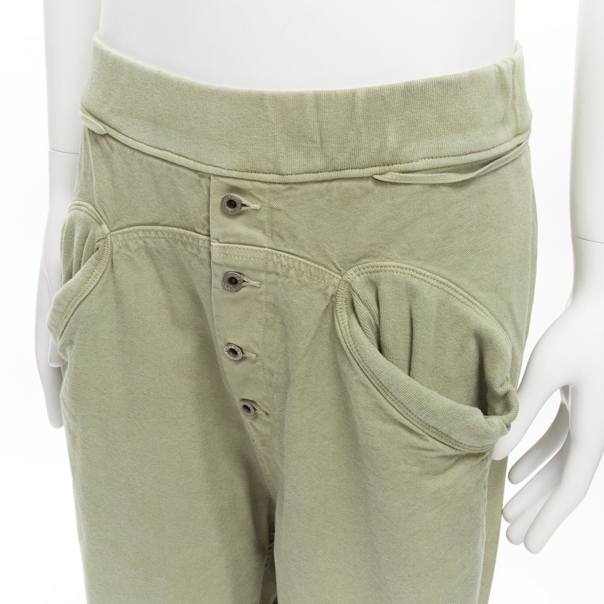Kapital KAPITAL 100% washed cotton green distressed buttons elasticated waist pant JP3 L Size US 32 / EU 48 - 2 Thumbnail
