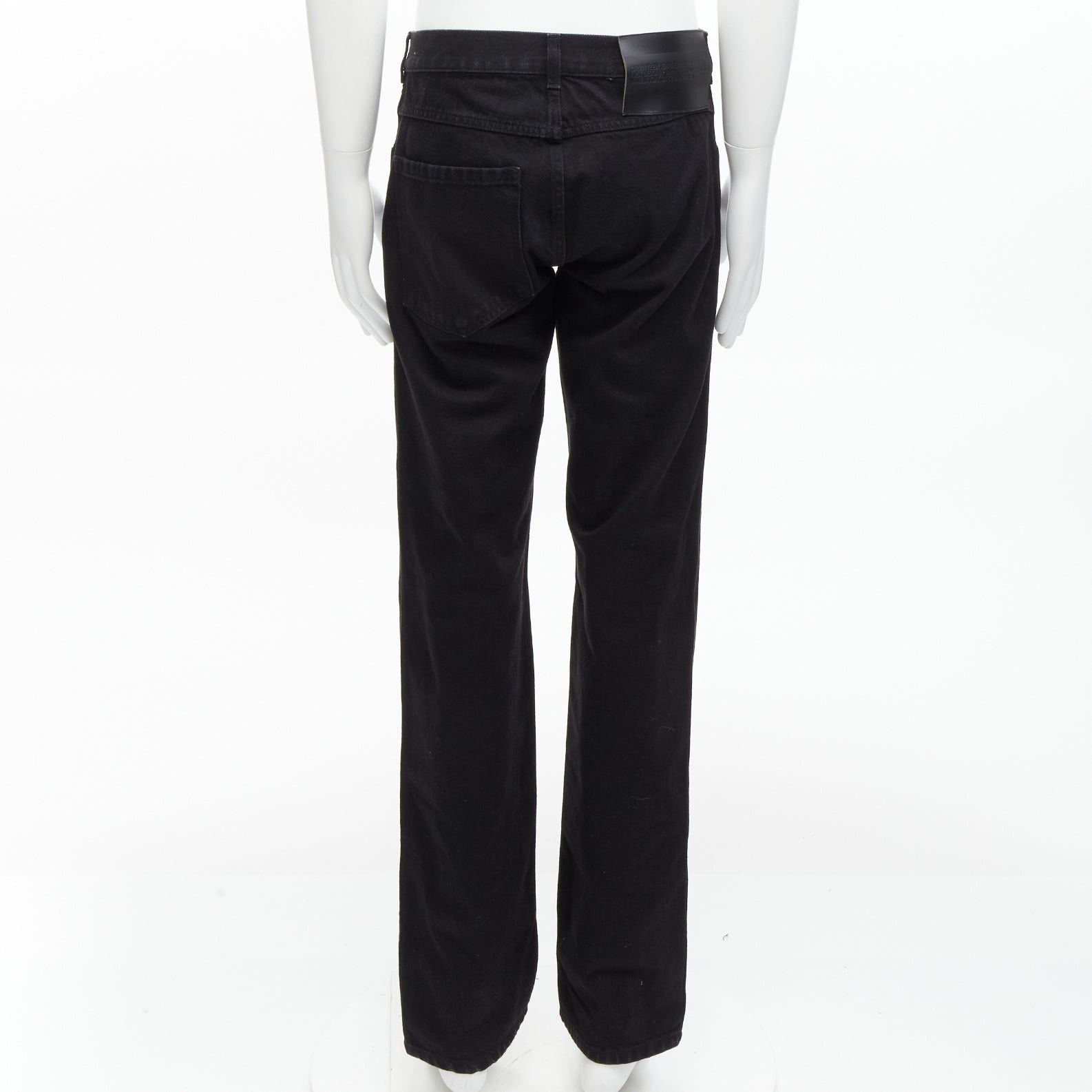 Calvin Klein CALVIN KLEIN 205W39NYC Raf Simons black distressed satin patch washed jeans 31" Size US 30 / EU 46 - 5 Thumbnail