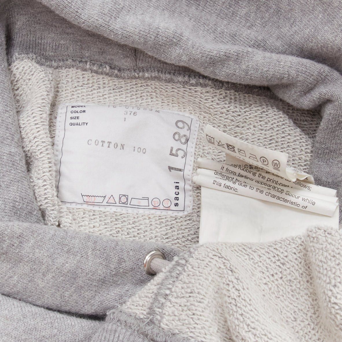 Sacai SACAI 2018 Stasis grey cotton slogan print hoodie sweatshirt JP1 S Size US S / EU 44-46 / 1 - 9 Thumbnail