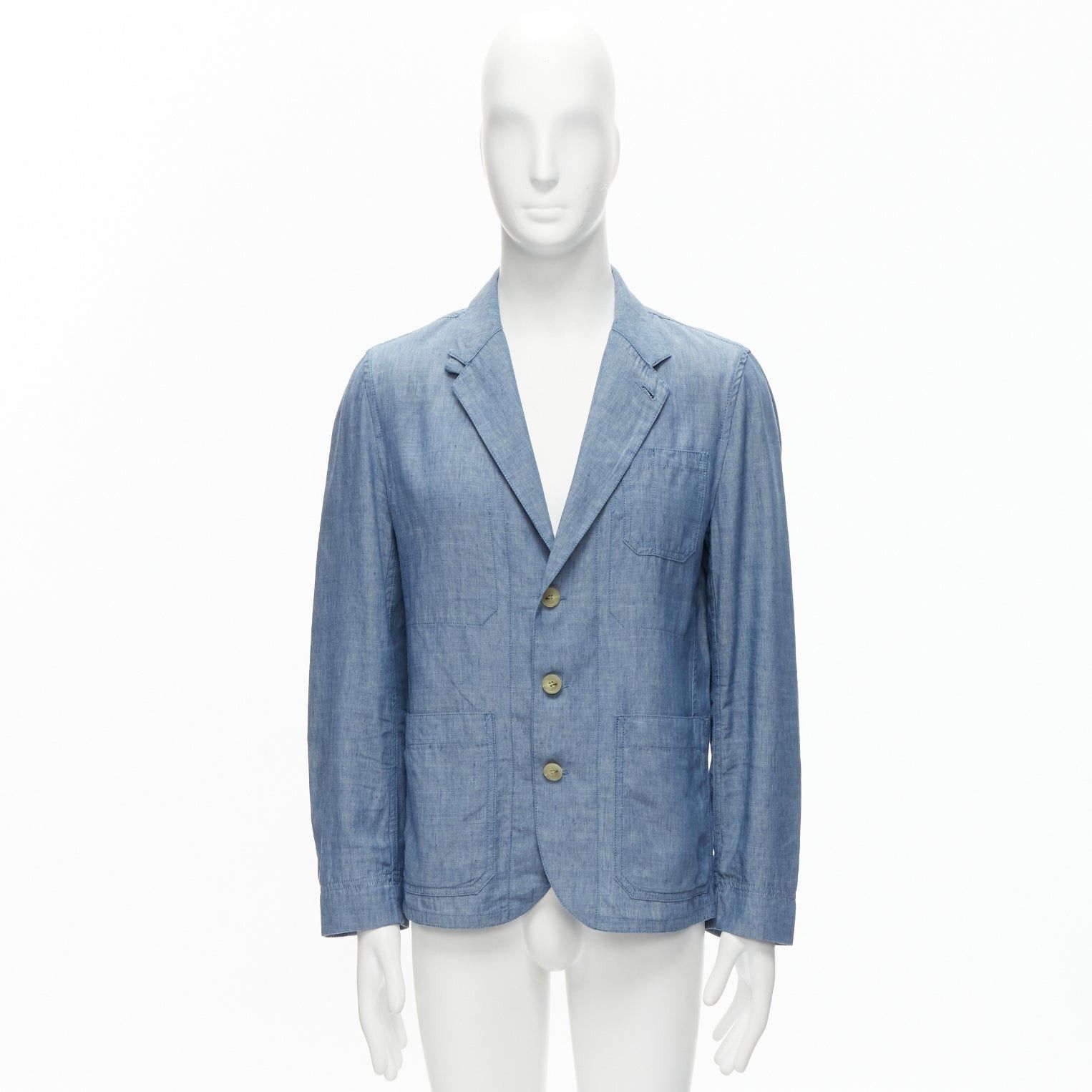 Maison Kitsune MAISON KITSUNE blue textured classic 3 pockets lightweight blazer jacket L Size US L / EU 52-54 / 3 - 9 Thumbnail