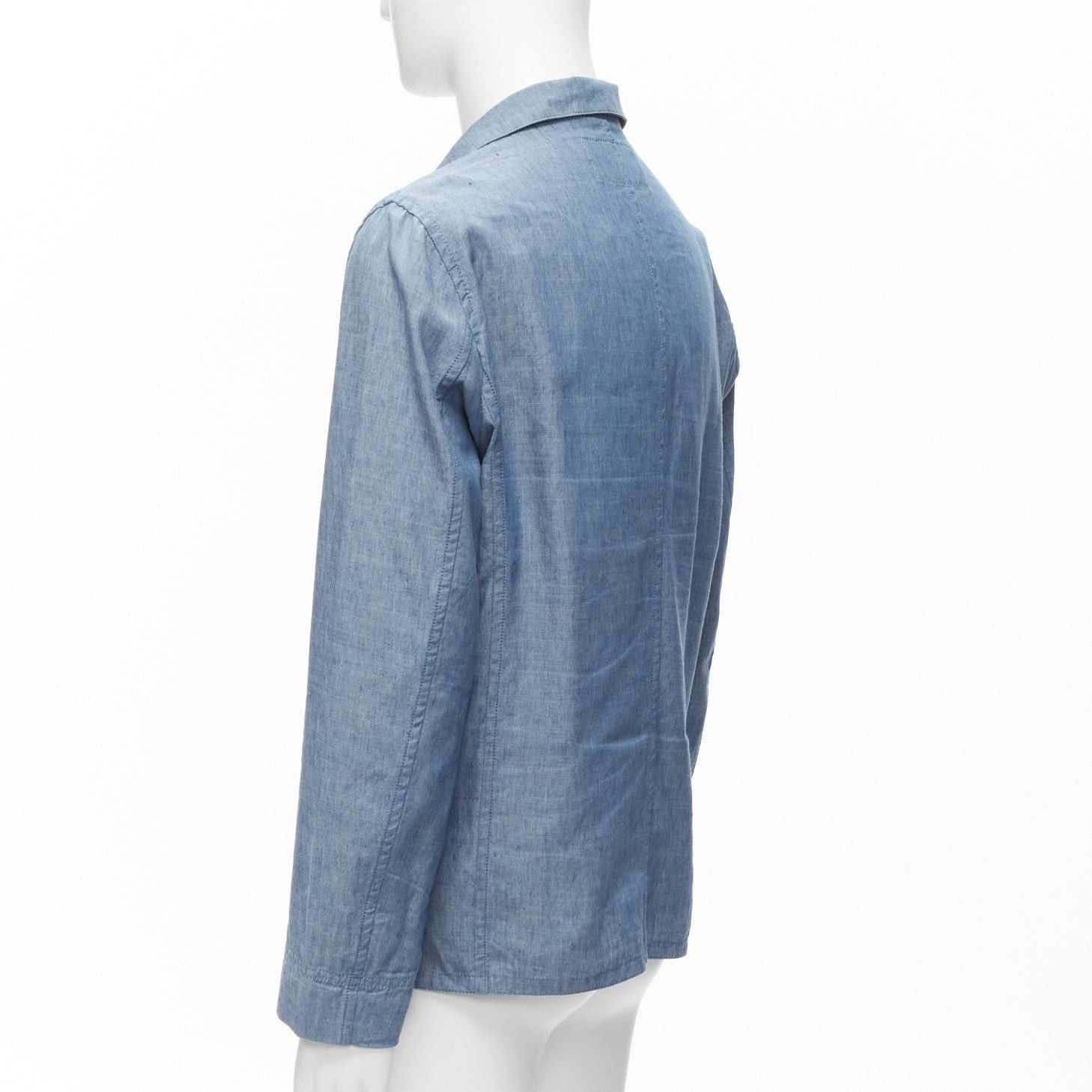 Maison Kitsune MAISON KITSUNE blue textured classic 3 pockets lightweight blazer jacket L Size US L / EU 52-54 / 3 - 6 Thumbnail
