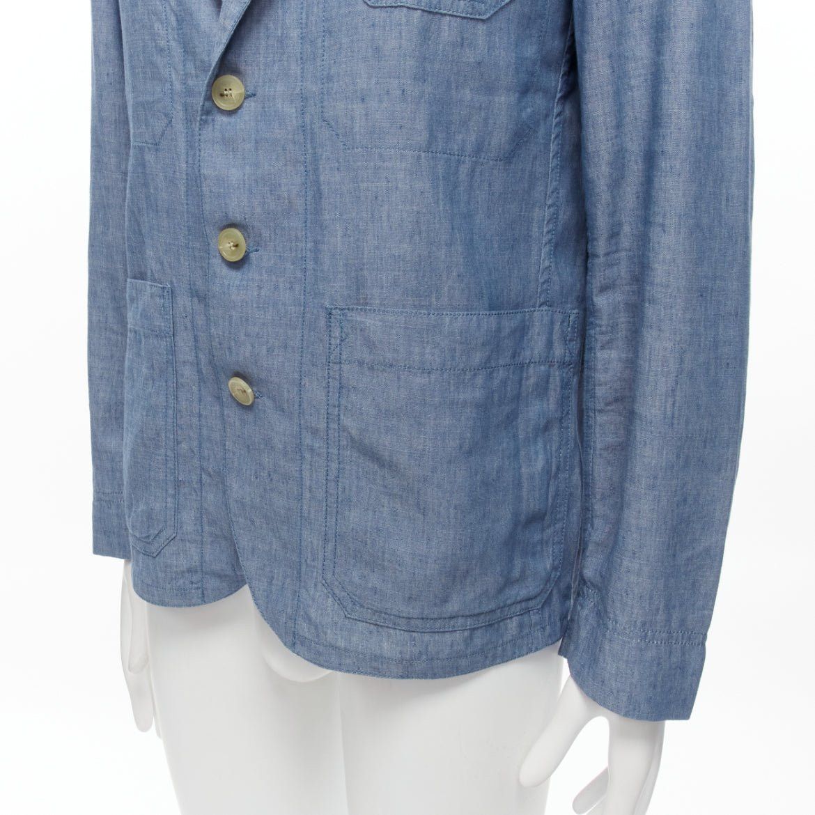 Maison Kitsune MAISON KITSUNE blue textured classic 3 pockets lightweight blazer jacket L Size US L / EU 52-54 / 3 - 7 Thumbnail