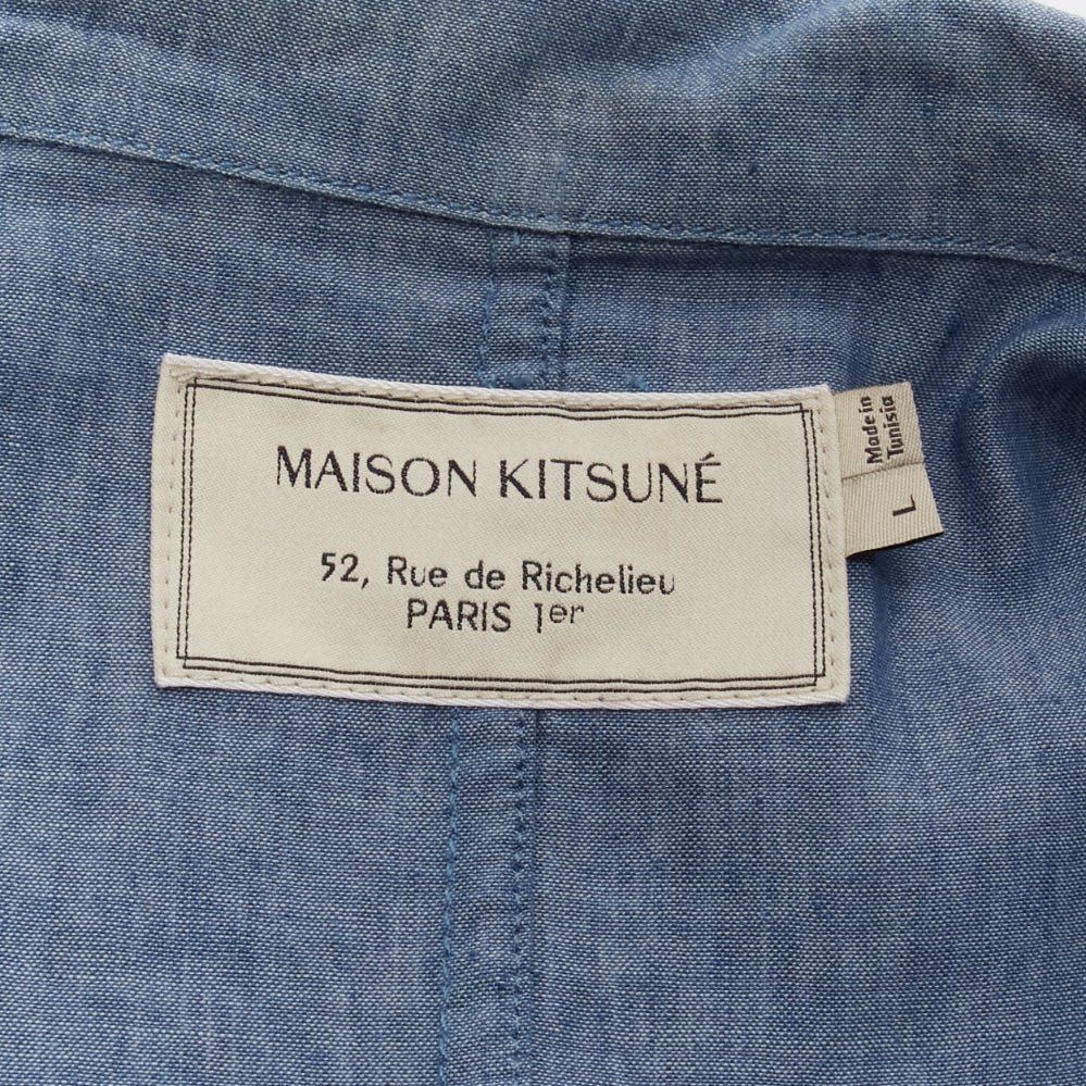 Maison Kitsune MAISON KITSUNE blue textured classic 3 pockets lightweight blazer jacket L Size US L / EU 52-54 / 3 - 8 Thumbnail