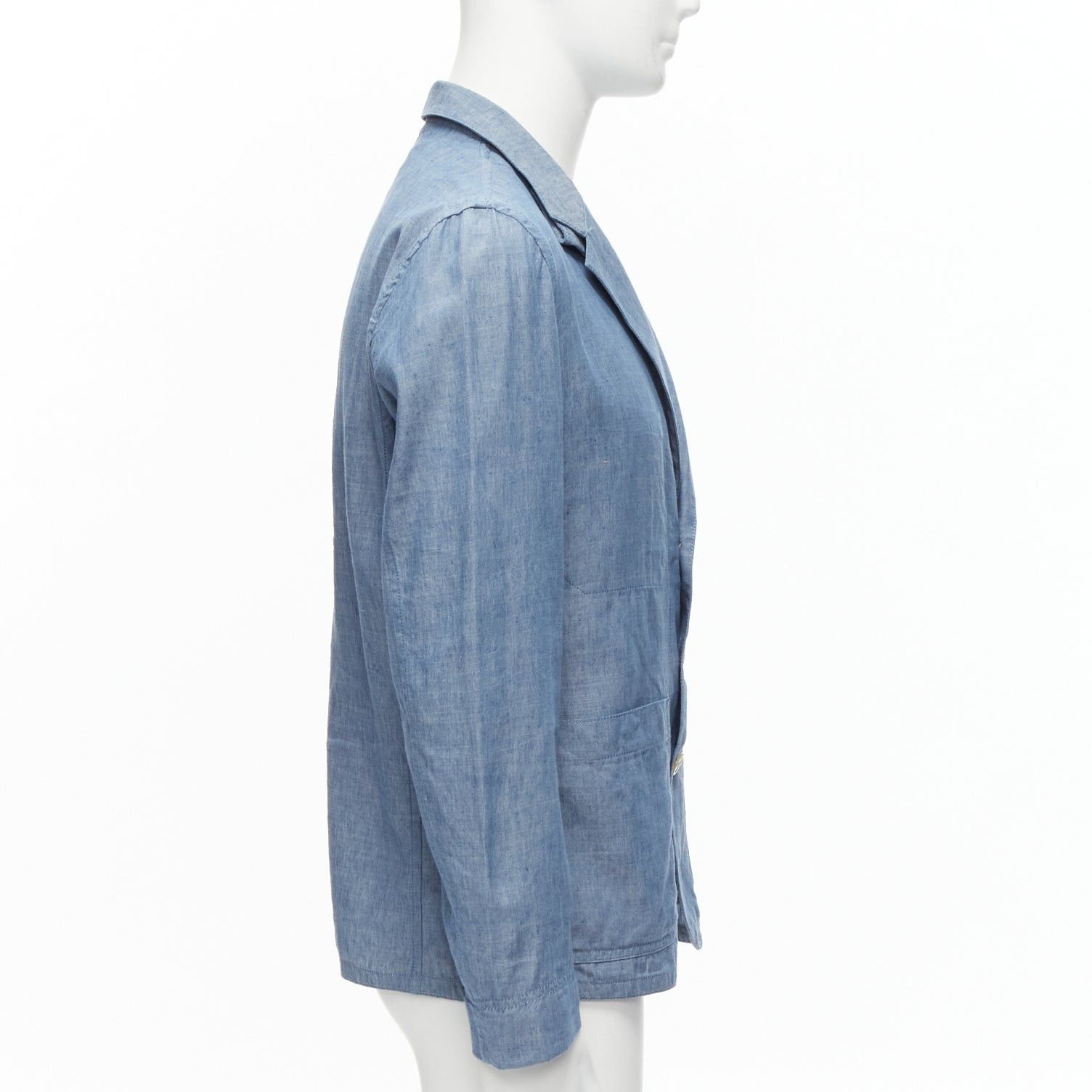Maison Kitsune MAISON KITSUNE blue textured classic 3 pockets lightweight blazer jacket L Size US L / EU 52-54 / 3 - 4 Thumbnail