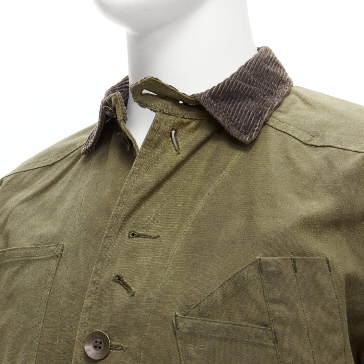 Rag & Bone RAG & BONE Barneys moss green waxed cotton corduroy collar 4 pockets jacket US38 M Size US M / EU 48-50 / 2 - 2 Thumbnail