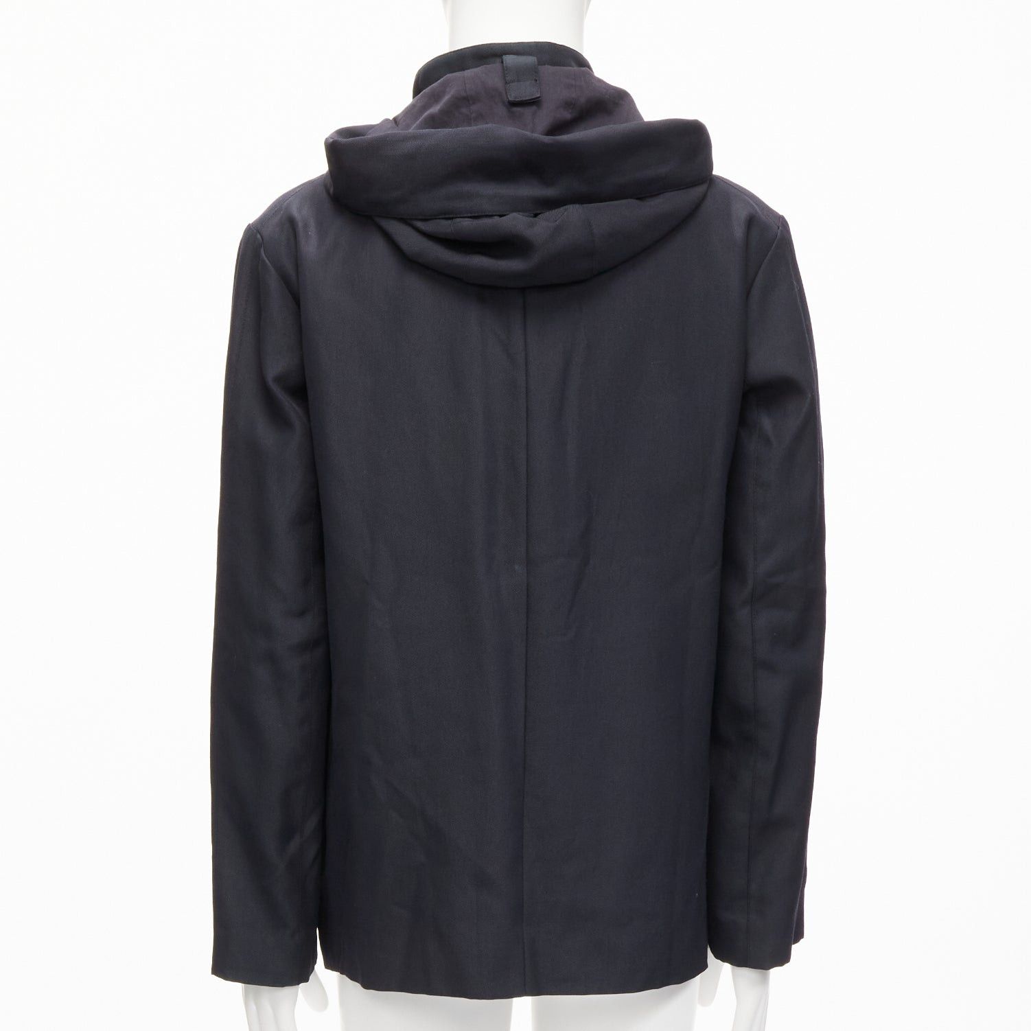 Marni MARNI black wool blend leather stopper hooded concealed buttons parka jacket IT48 M Size US M / EU 48-50 / 2 - 6 Thumbnail