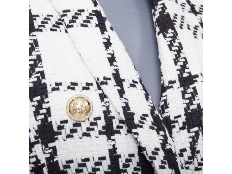 Balmain BALMAIN checked black white cotton tweed double breasted blazer jacket FR36 S Size S / US 4 / IT 40 - 8 Thumbnail