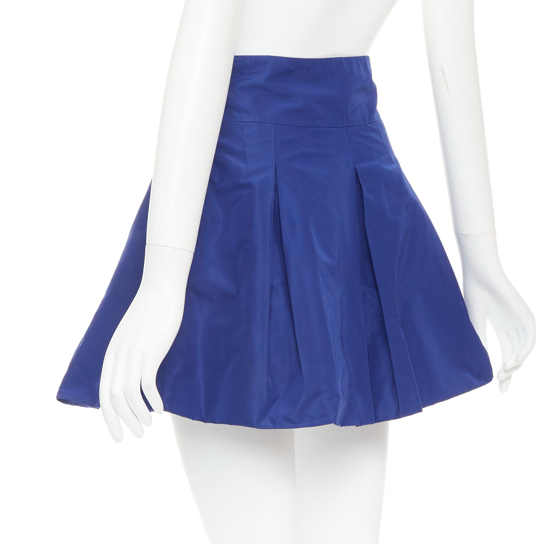 Miu Miu MIU MIU Vintage 2006 blue nylon box pleat A-line high waisted mini skirt IT38 XS Size 26" / US 2 / IT 38 - 5 Thumbnail