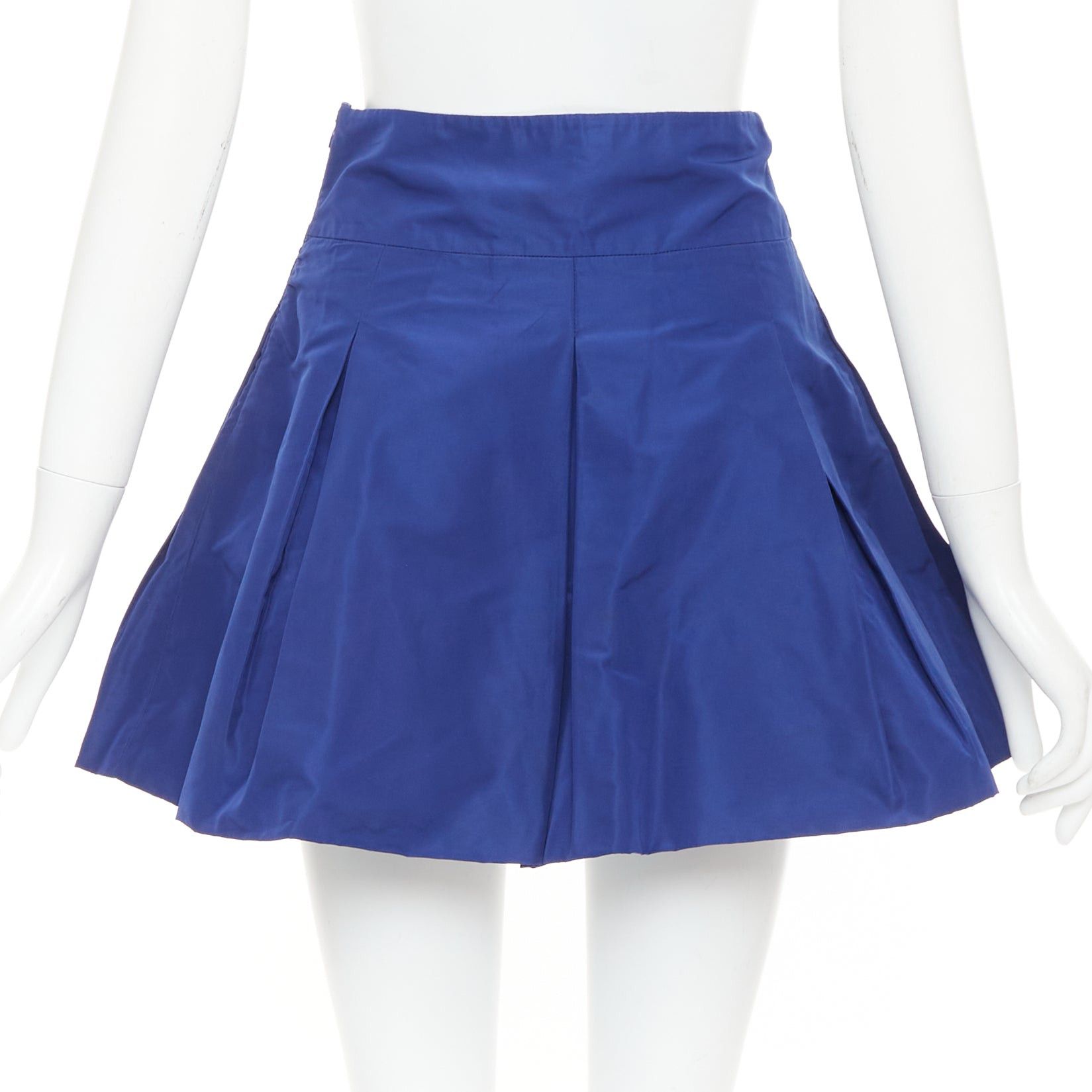 Miu Miu MIU MIU Vintage 2006 blue nylon box pleat A-line high waisted mini skirt IT38 XS Size 26" / US 2 / IT 38 - 4 Thumbnail