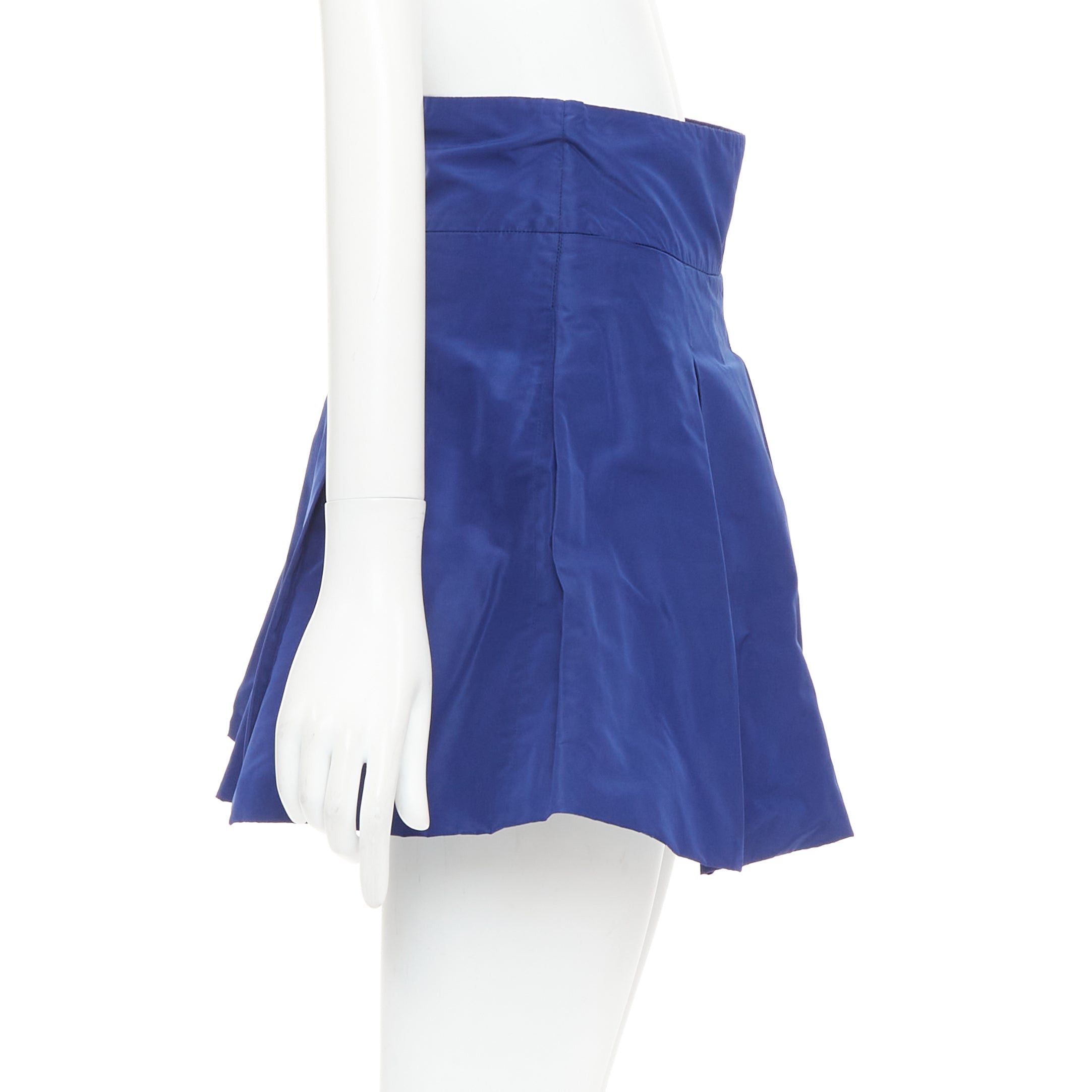 Miu Miu MIU MIU Vintage 2006 blue nylon box pleat A-line high waisted mini skirt IT38 XS Size 26" / US 2 / IT 38 - 3 Thumbnail