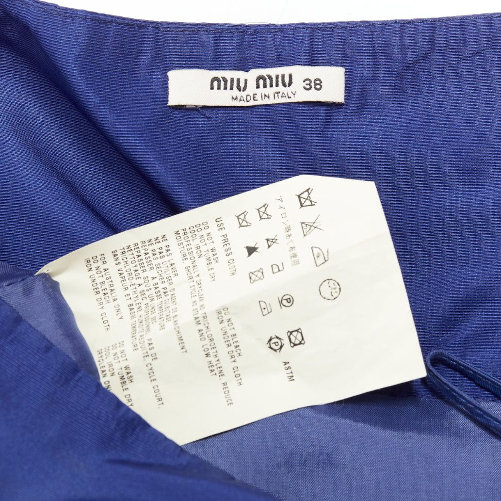 Miu Miu MIU MIU Vintage 2006 blue nylon box pleat A-line high waisted mini skirt IT38 XS Size 26" / US 2 / IT 38 - 8 Thumbnail